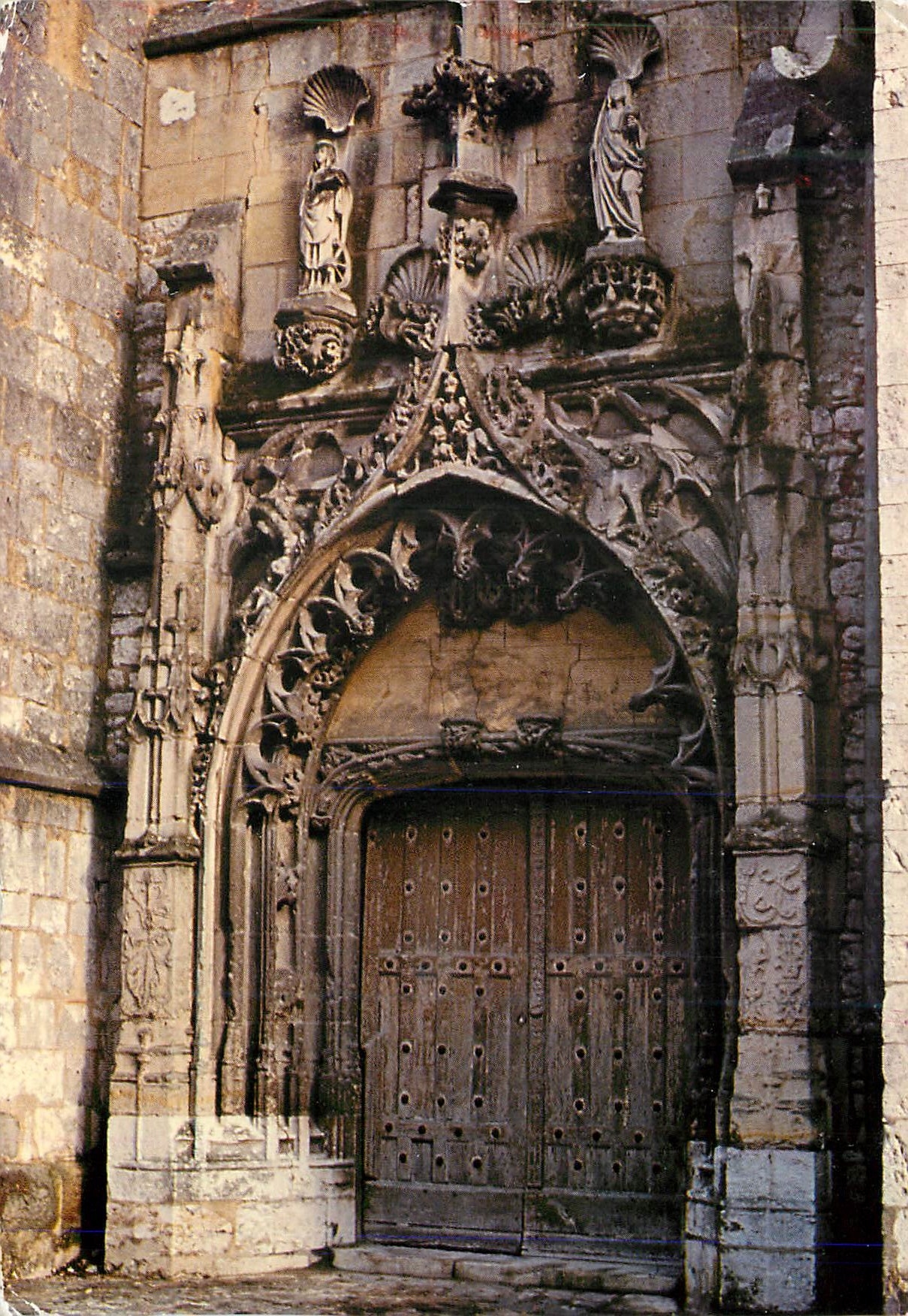 Portail latéral gauche de l'église Sainte-Croix à Provins — Provins (Seine-et-Marne) — S.E.R.P. - Photo PLESSY