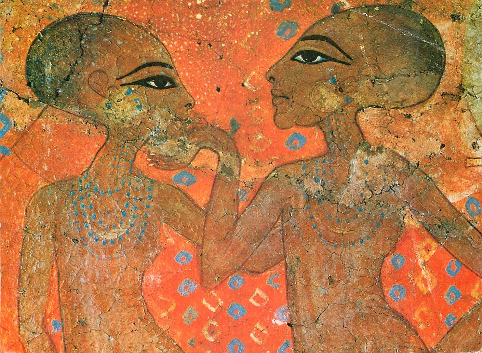 CPM Le Monde des pharaons deux filles du pharaons akhenation et de la reine nefertiti se detachent de cette peinture sur