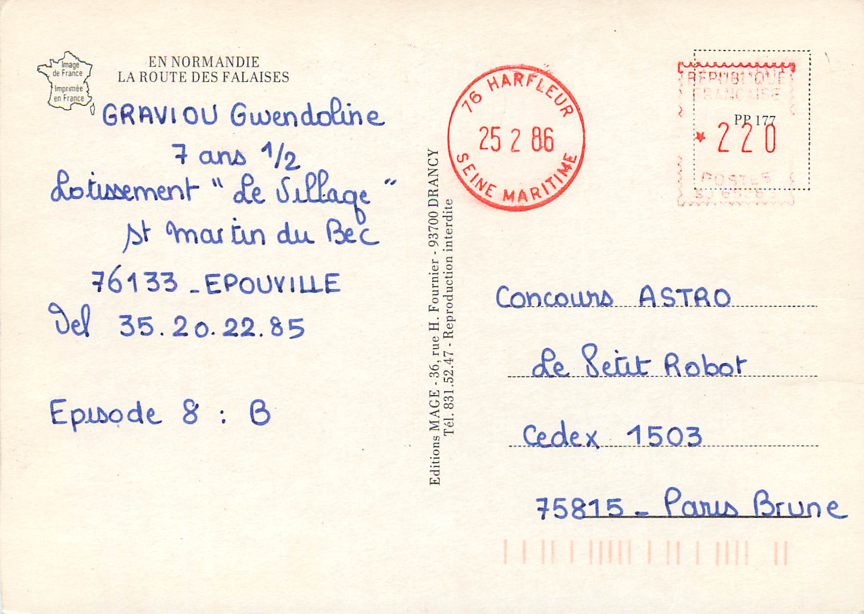 CPM Normandie le littoral route des falaises Criel sur Mer Dieppe Quiberville Veules les Roses St Valery les Caux Veulet — Rückseite