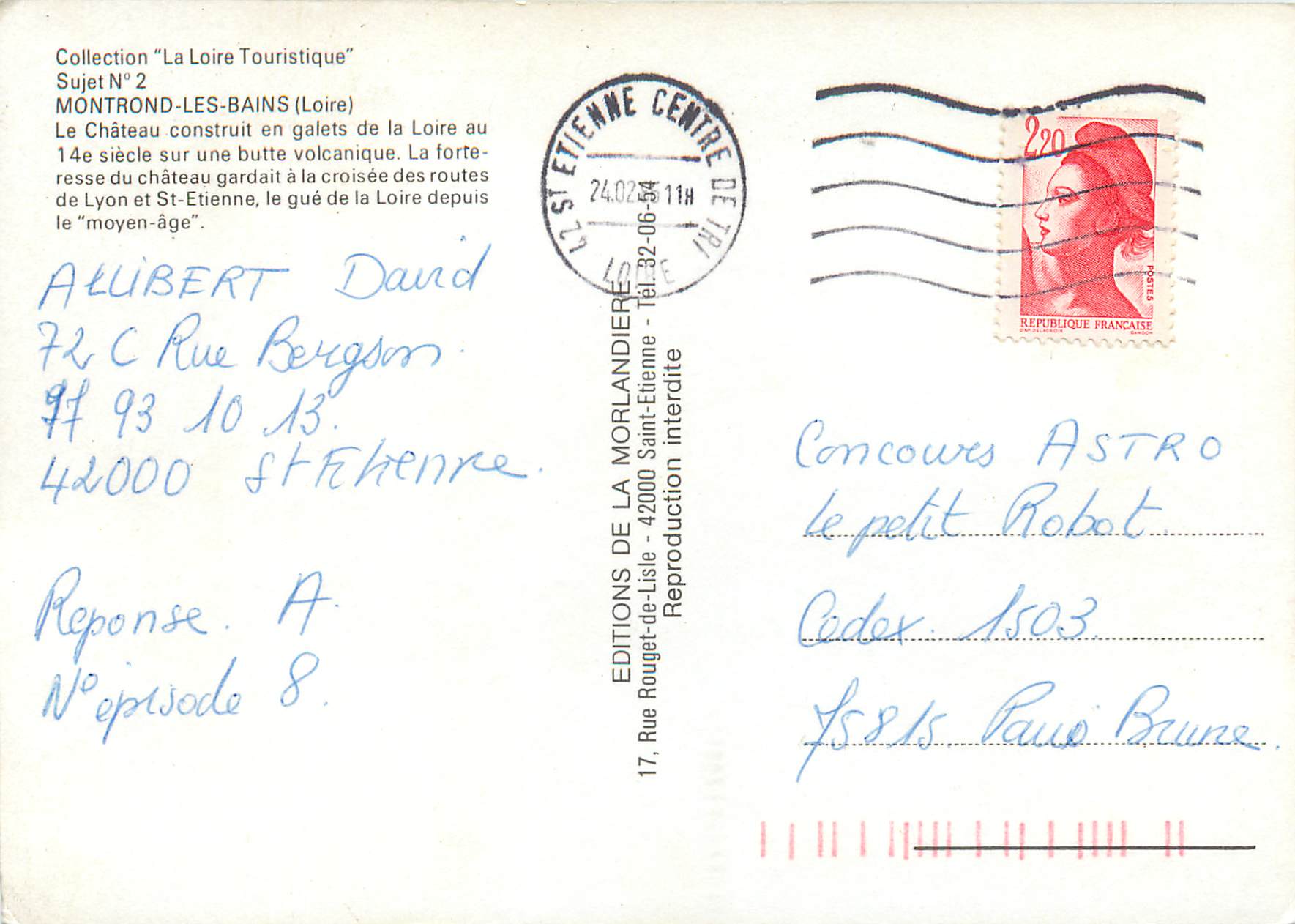 Château de Montrond-les-Bains — Collection 'La Loire Touristique' — Éditions de La Morlandière — Reverso