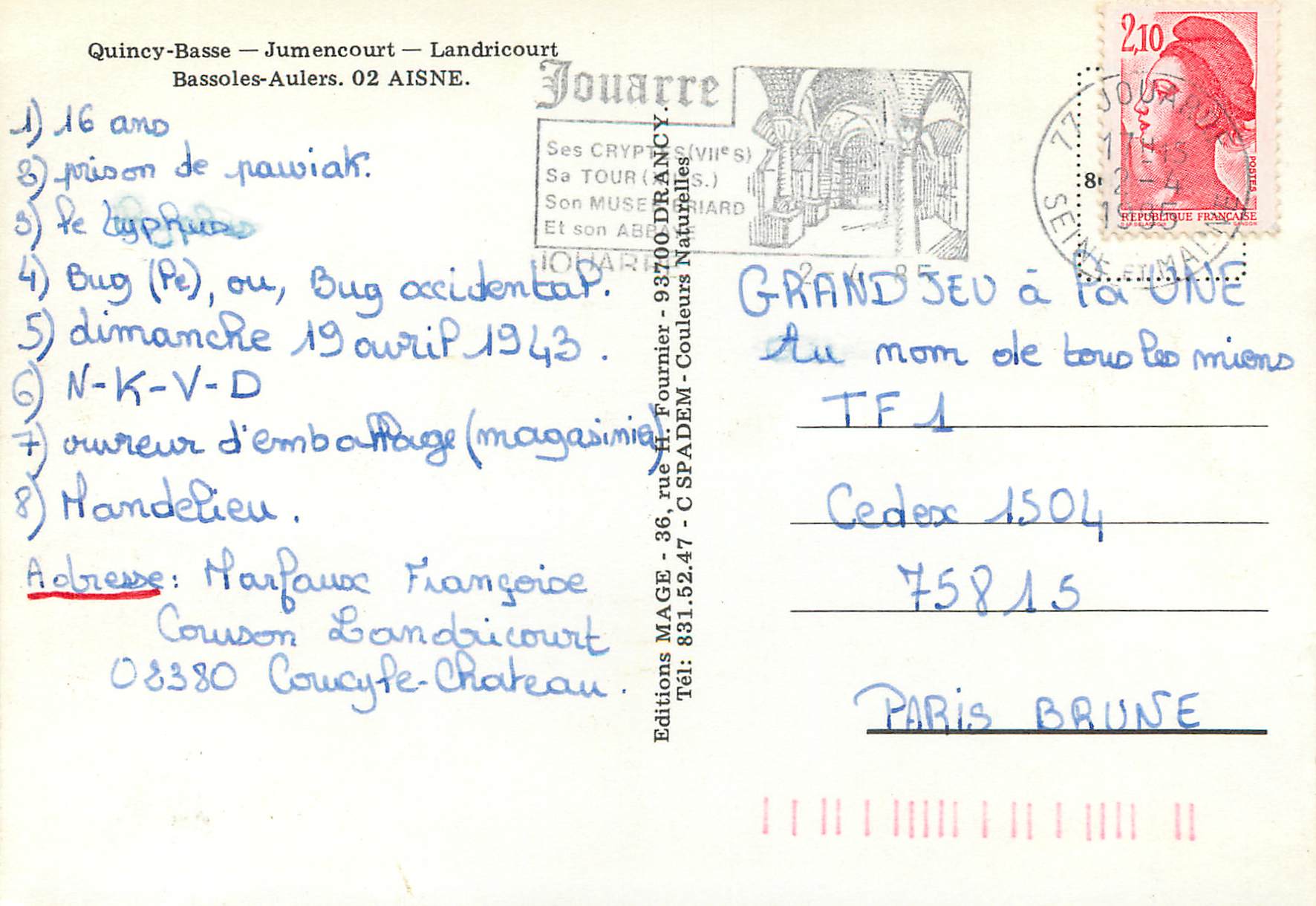 Quincy-Basse — Jumencourt — Landricourt — Bassoles-Auliers — Éditions MAGE, Jouarre — Reverso