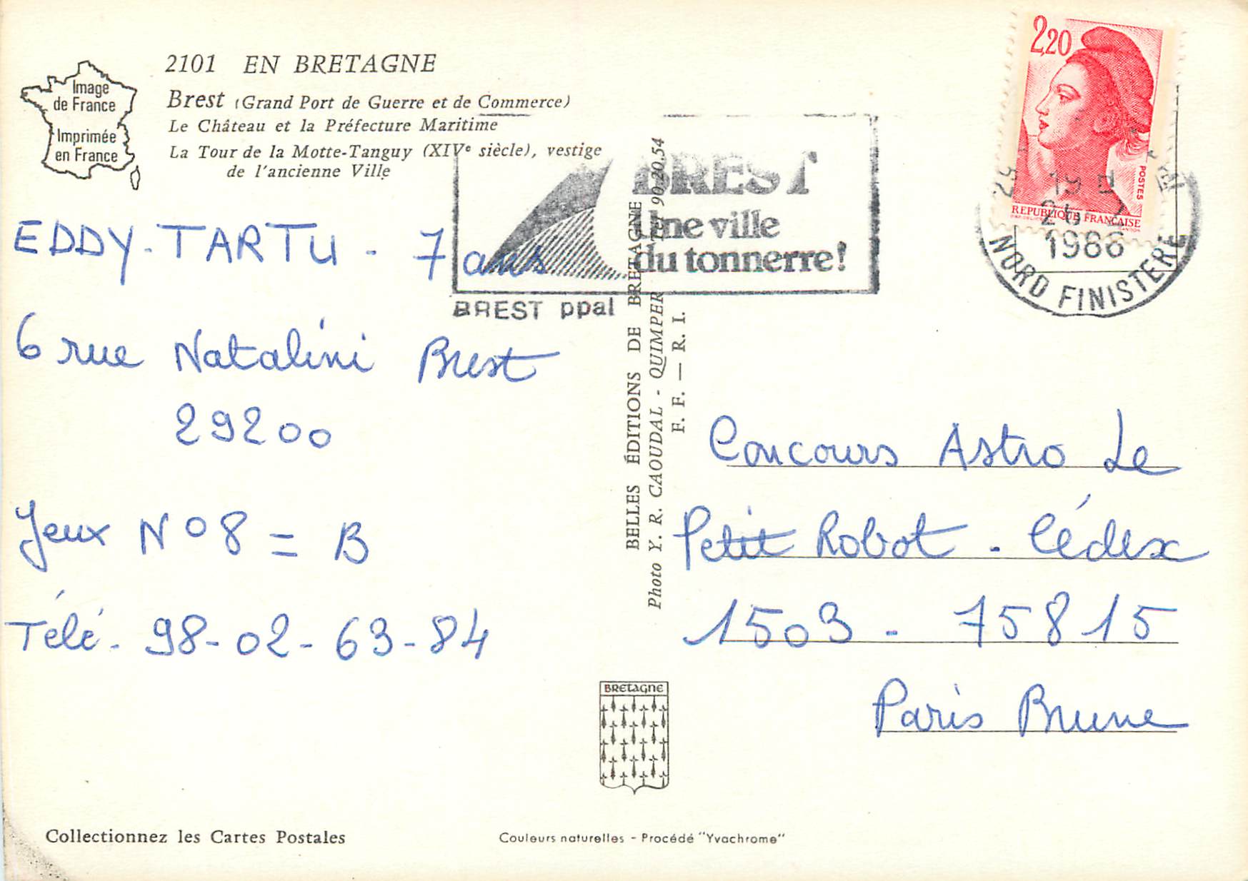 CPM La Tour Tanguy en bretagne brest grand port de guerre et de commerce le chateau et la prefecture maritie — Rückseite