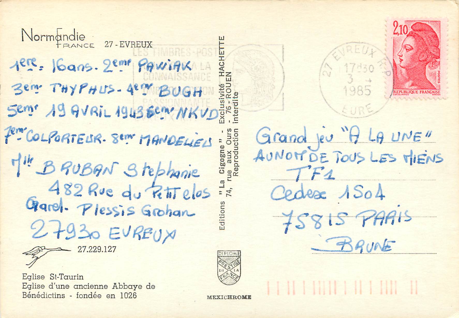 CPM Normadie Evreux — Back