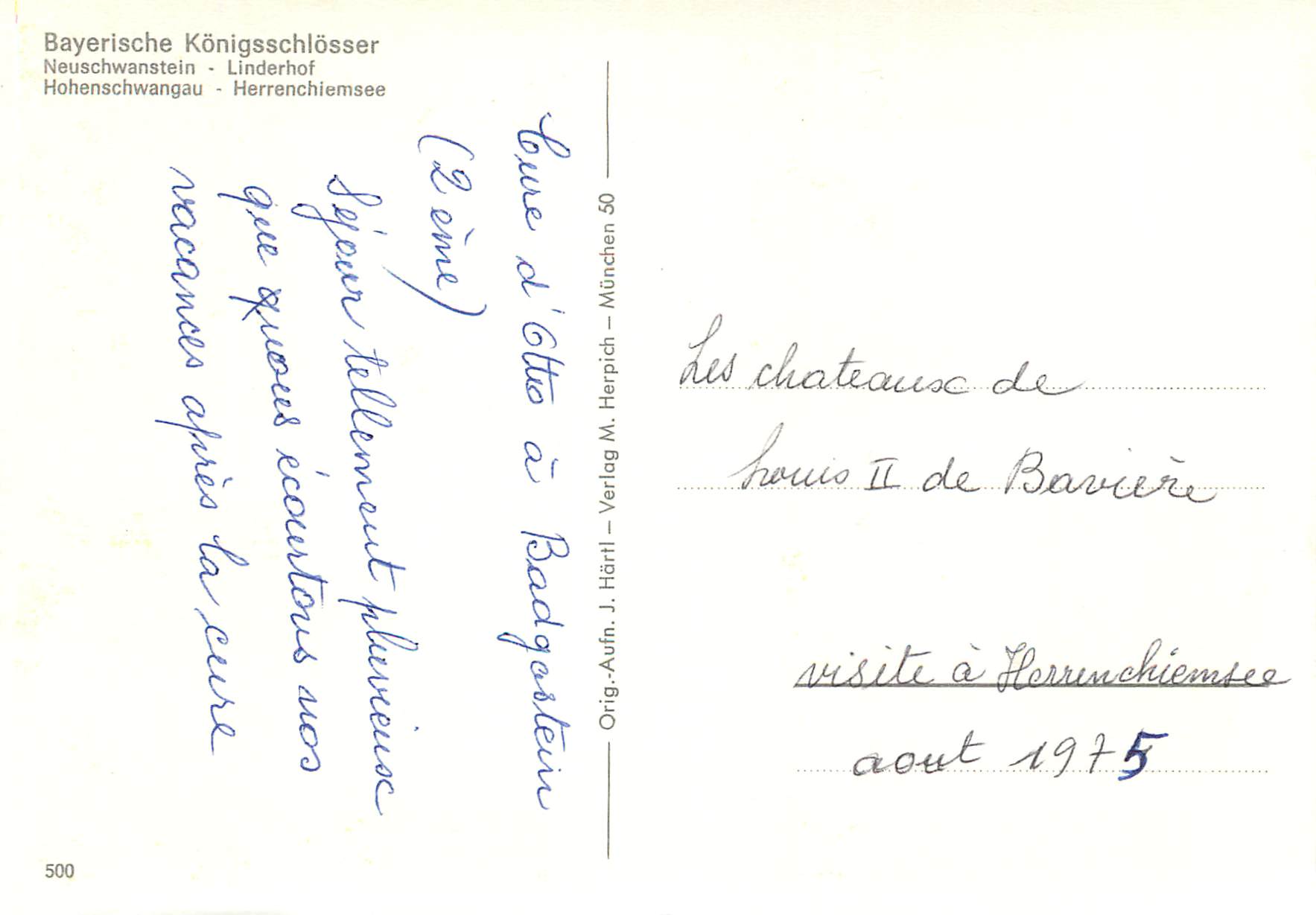 CPM Bayerische konigsschlosser neuschwanstein linderhof — Rückseite
