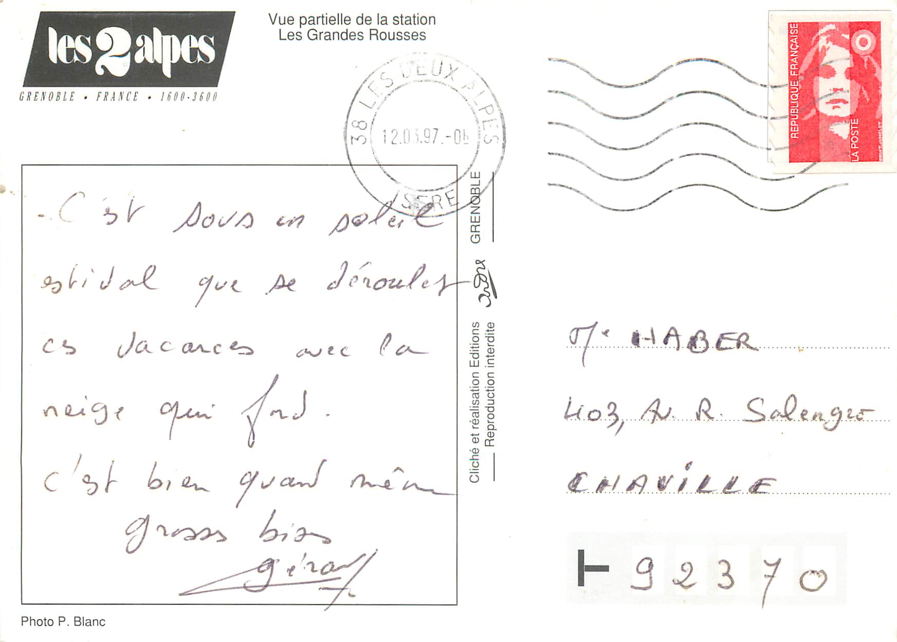 CPM Vue partielle de la station les grandes rousses — Back