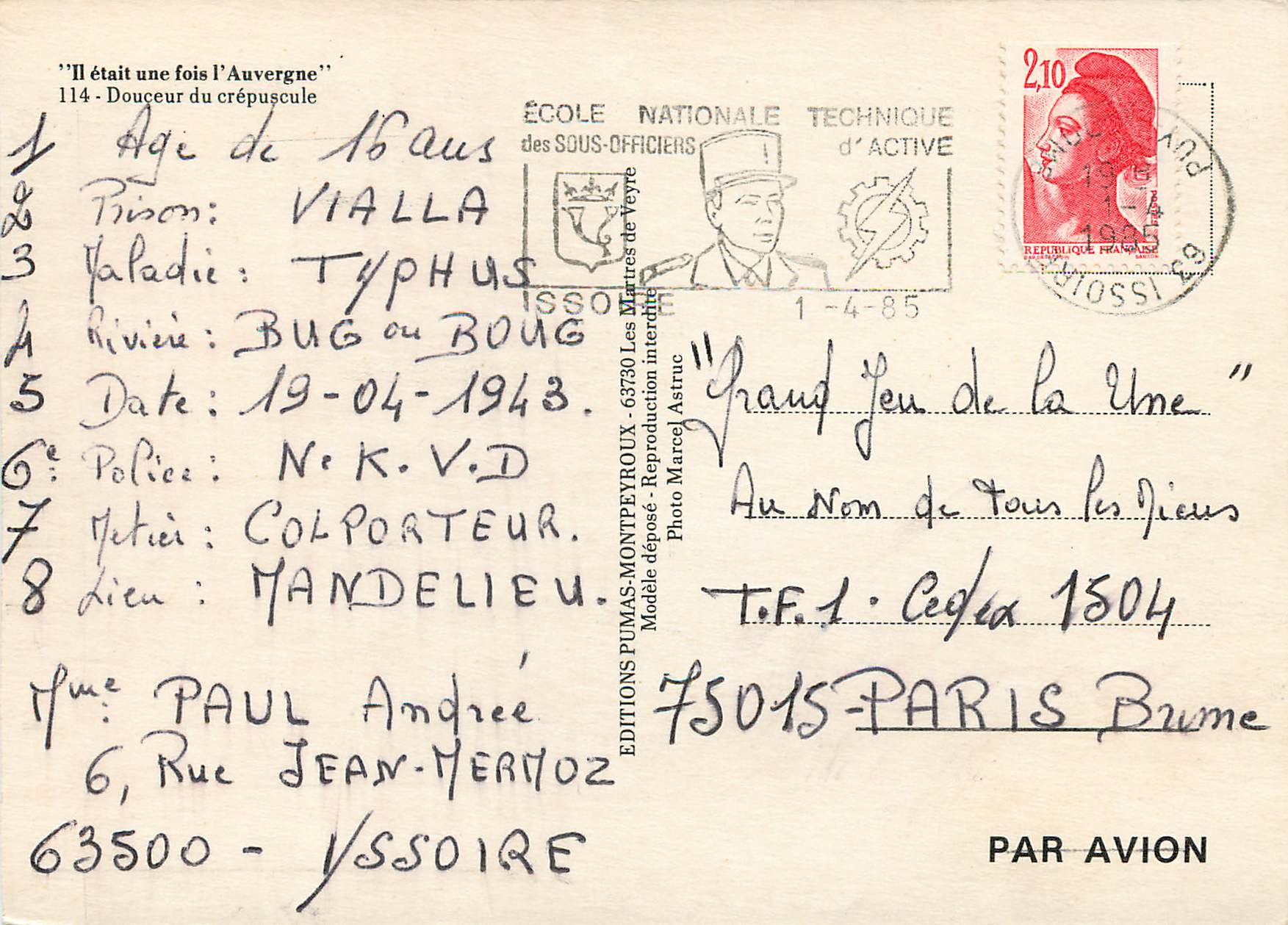 Auvergne — Automne — Éditions Pumas-Montpeyroux — Verso