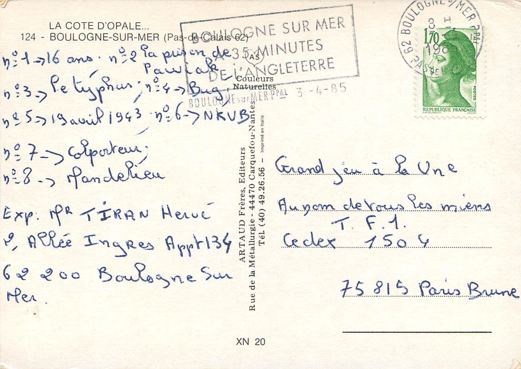Boulogne-sur-Mer — Port, ferry et château — Artaud Frères, éditeurs — Back