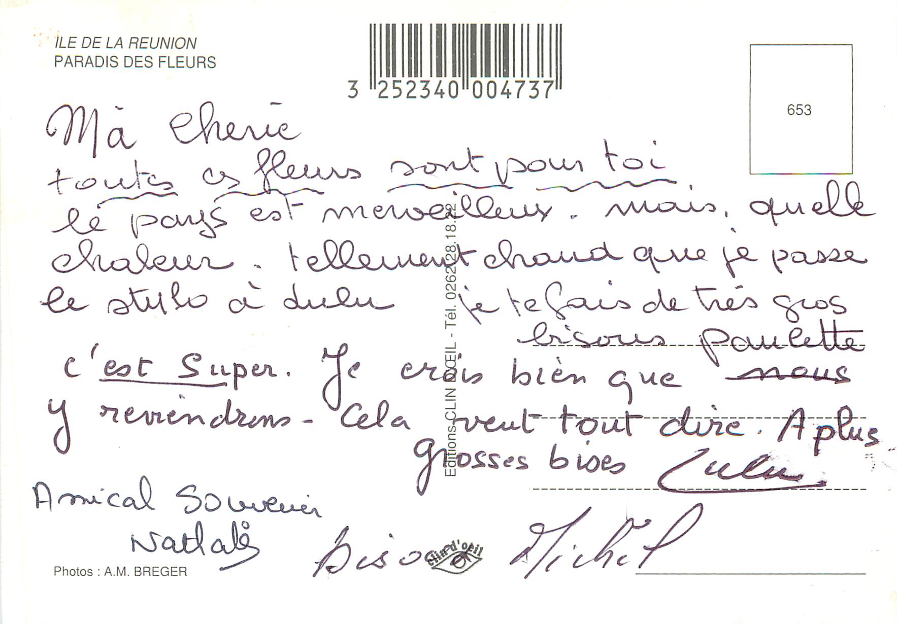 CPM Ile de la reunion paradis des fleurs — Rückseite