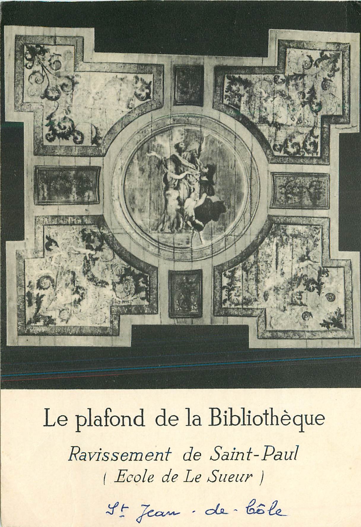 CPM Abbaye de saint jean de cole (Dordogne) le plafond de la bibliotheque ravissement de saint paul