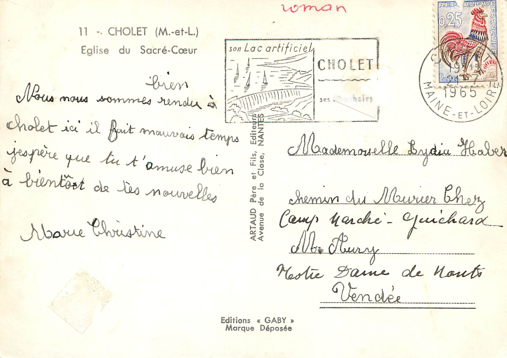 CPM Cholet (M et L) eglise du sacre coeur — Rückseite