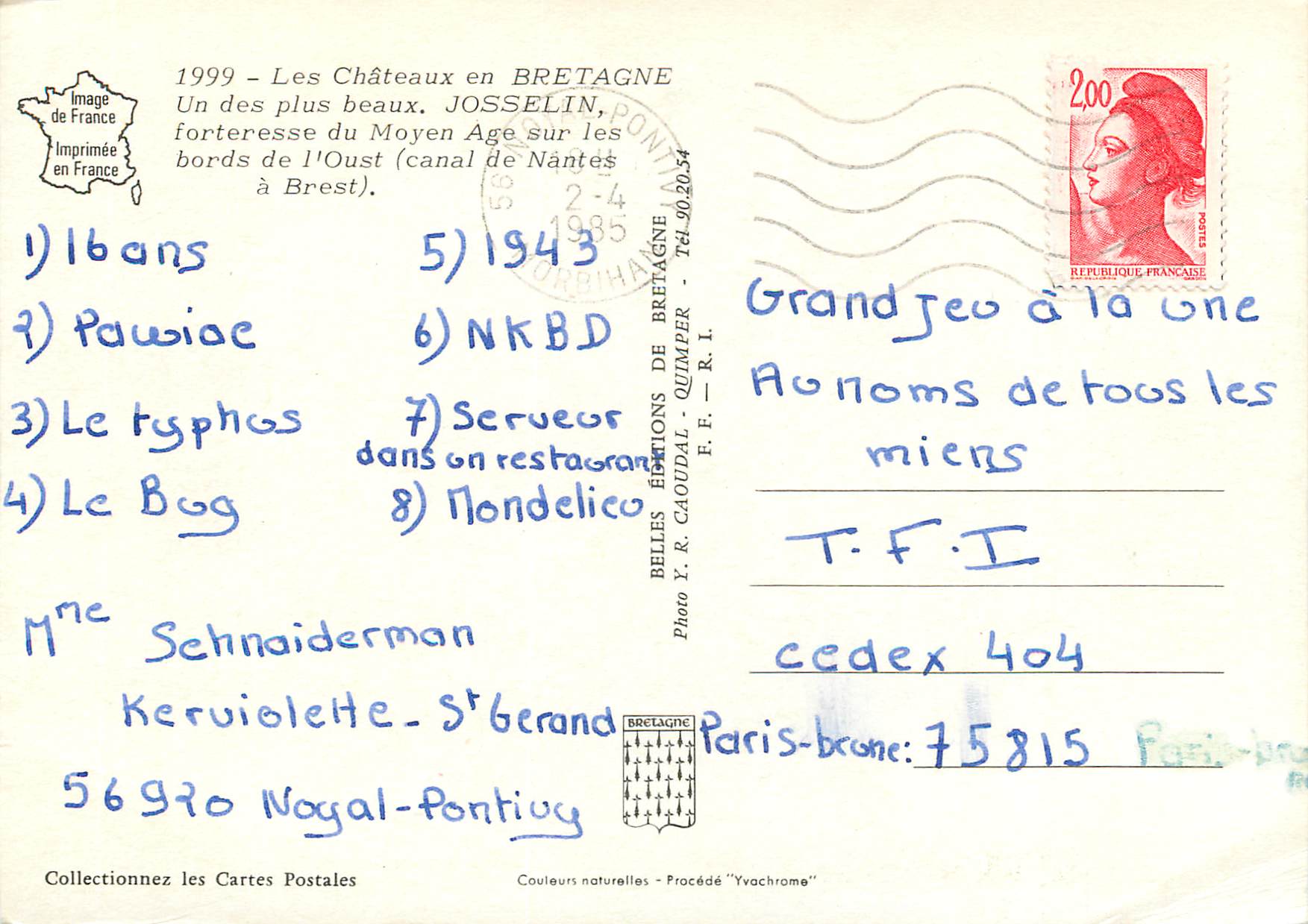 CPM Les chateau en bretagne un des plus beaux josselin — Back