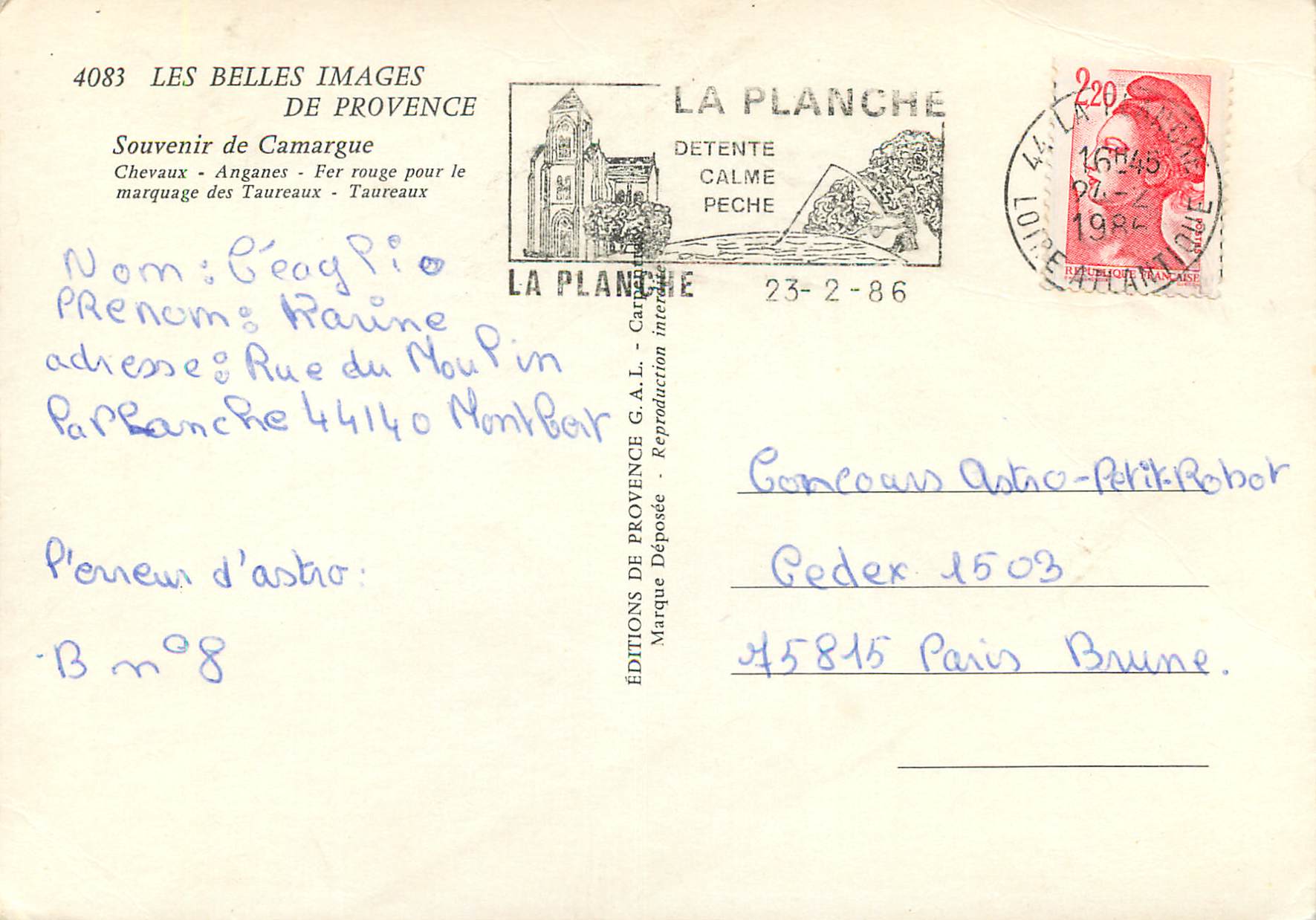CPM Les belles images de provence souvenir de camargue chevaux angaanes fer rouge pour le marquage des taureaux Cheval  — Verso