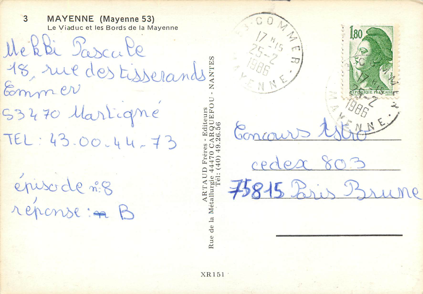 CPM Mayenne le viaduc et le bords de la mayenne — Back