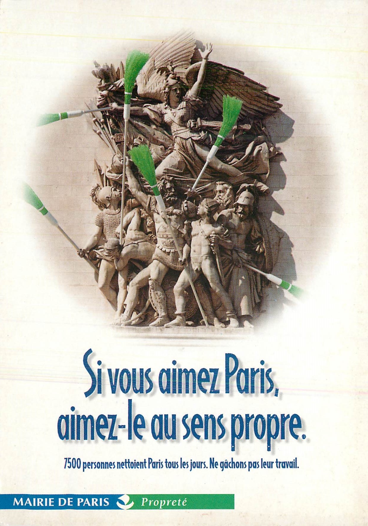 CPM Si vous aimez Paris aimez le au sens propre Mairie de Paris Arc de Triomphe
