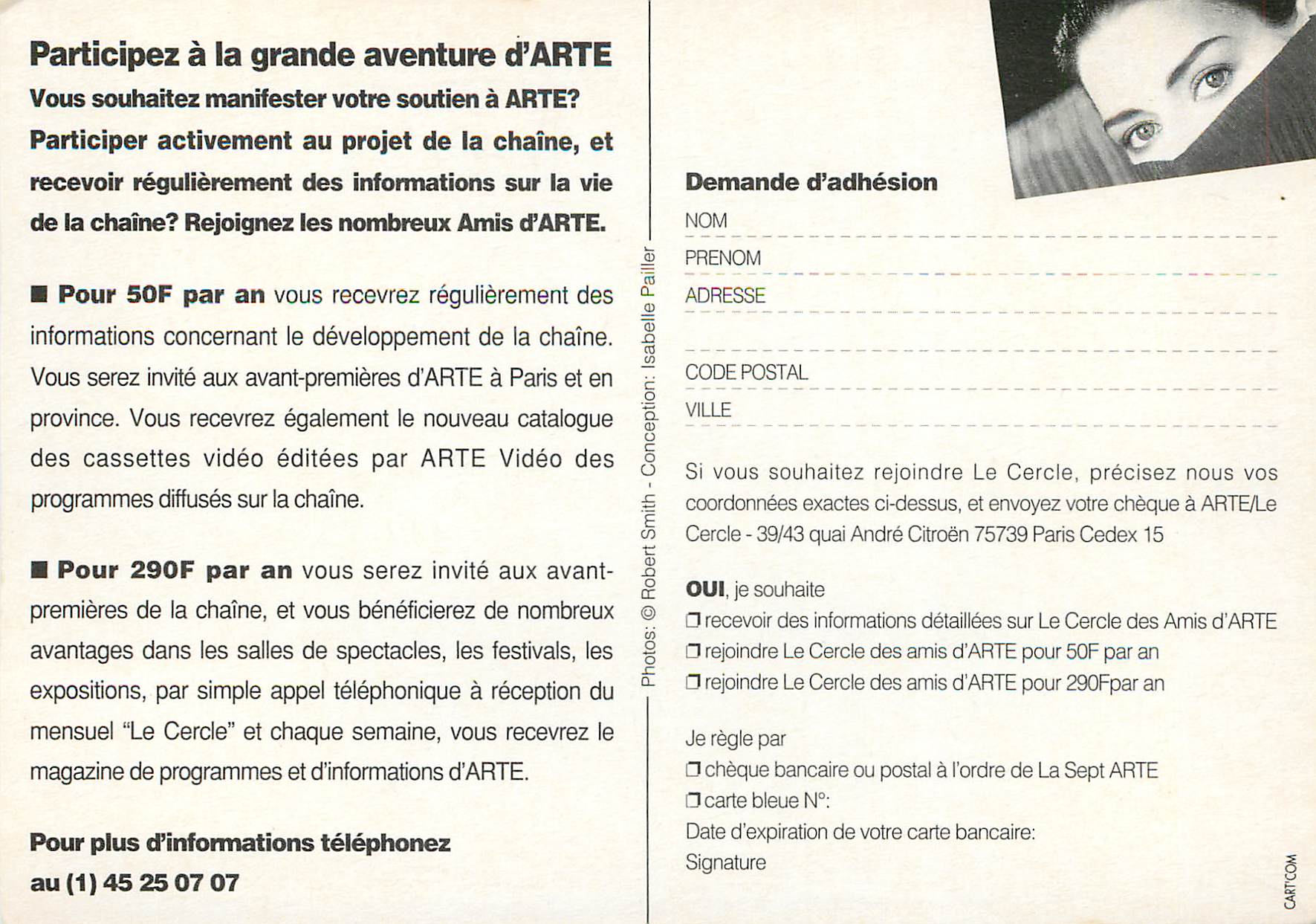 CPM Le cercle des amis d'arte — Rückseite