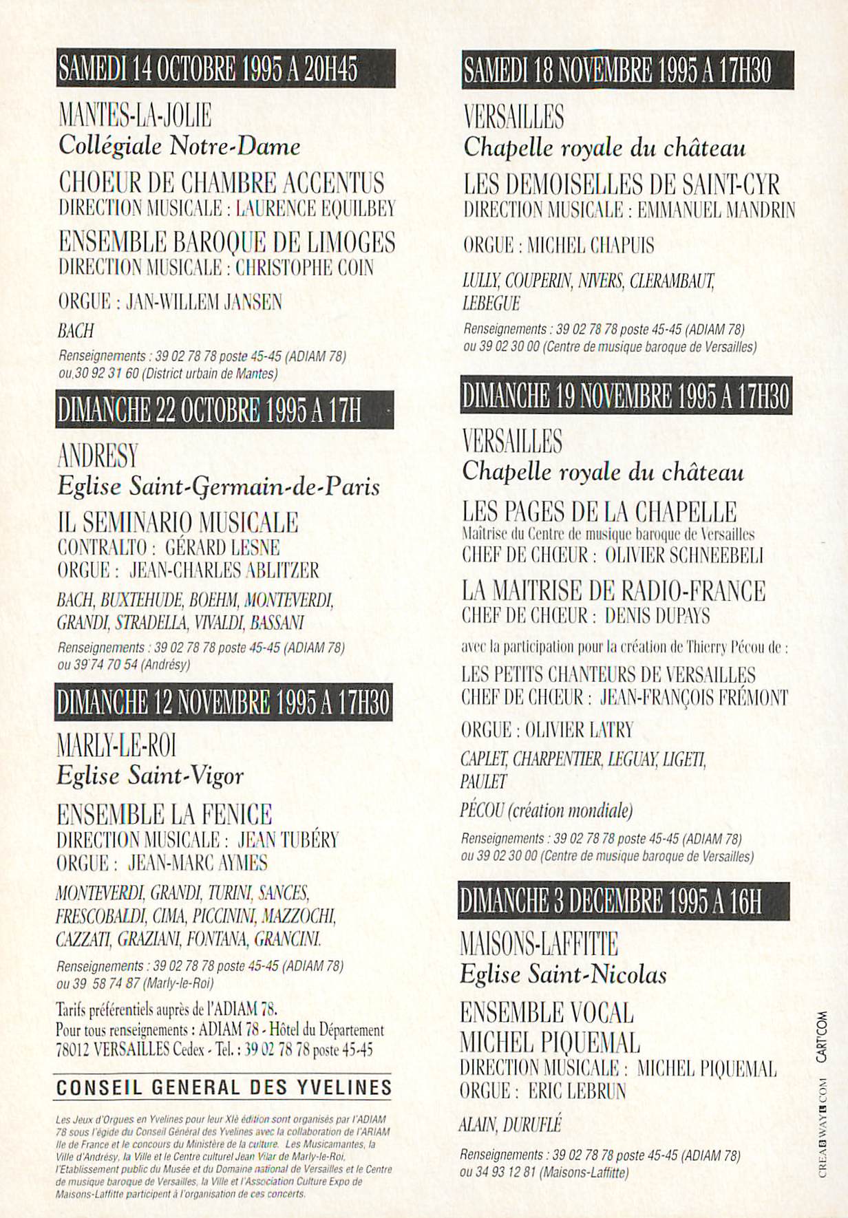 CPM Jeux d'Orgues en Yvelines  — Rückseite