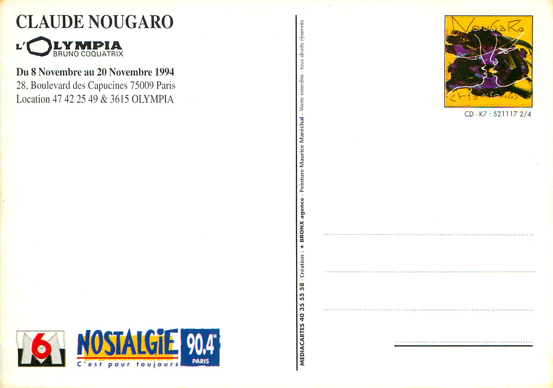 CPM Nougaro chansongs L'Olympia Paris Bruno Coquatric — Rückseite