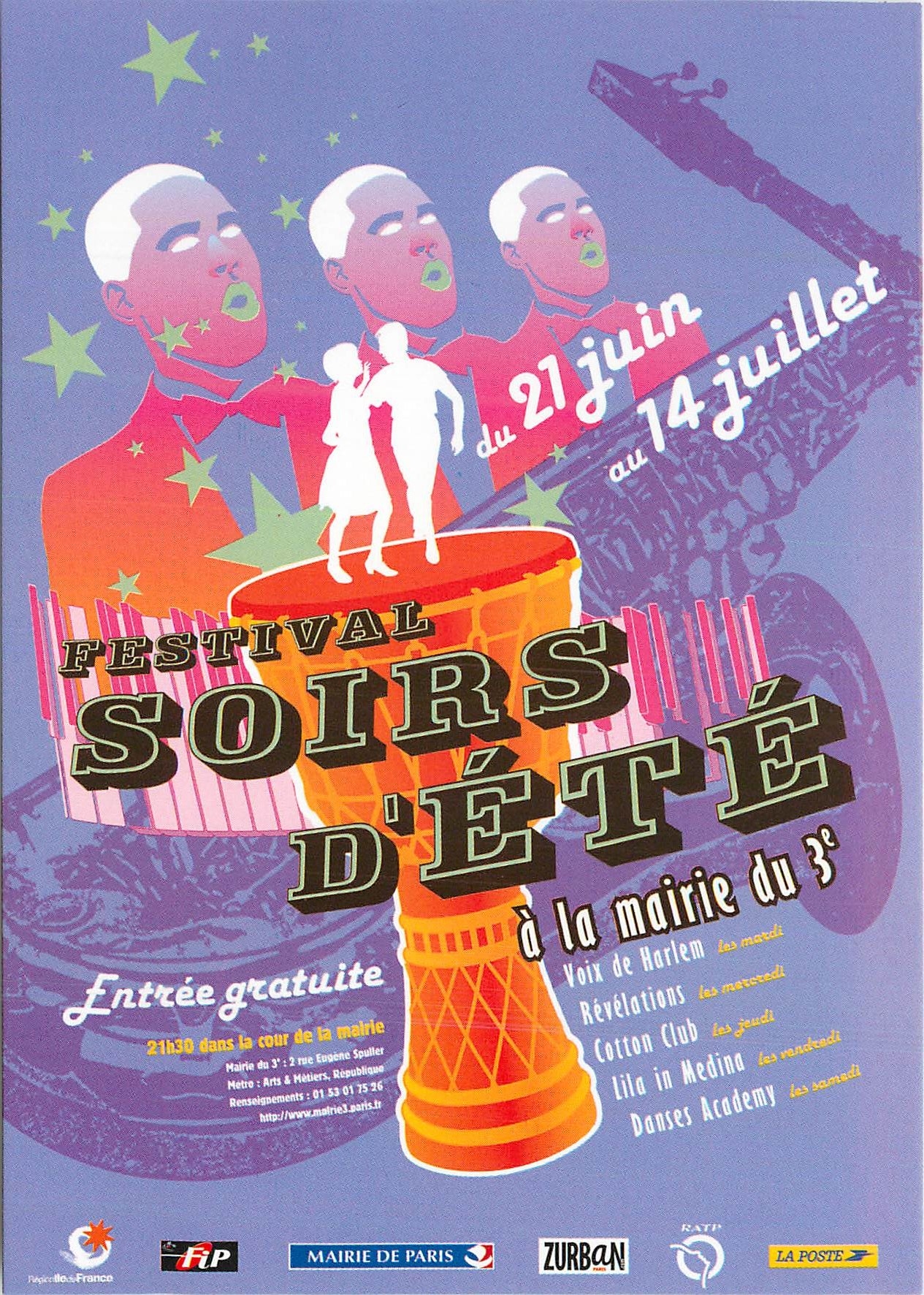 CPM Festival Soirs d'ete Paris Marie 3eme Voix de Harlem Revelations Cotton Club Lila in Medina Danses academy
