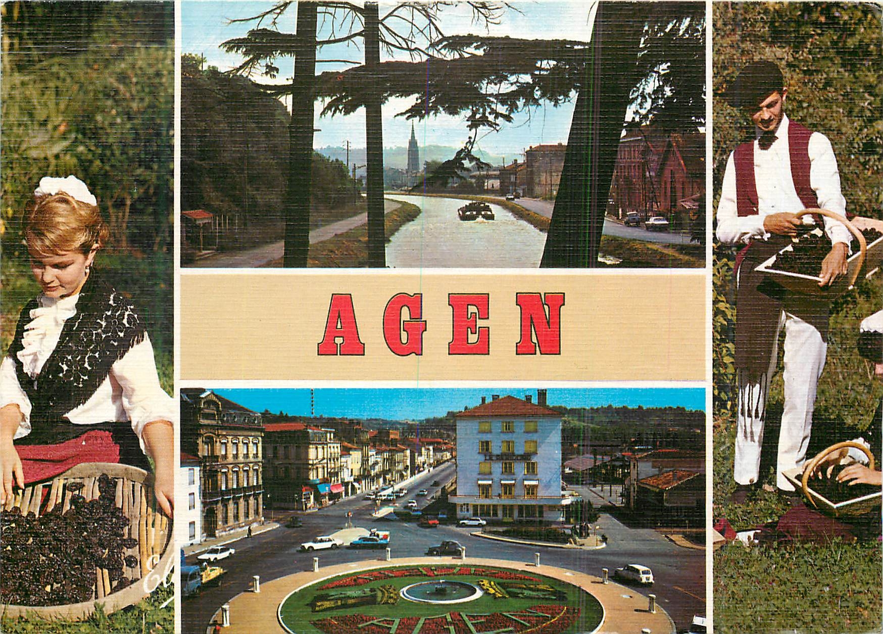 CPM Agen le canal au fond l'eglise place du 14 juillet
