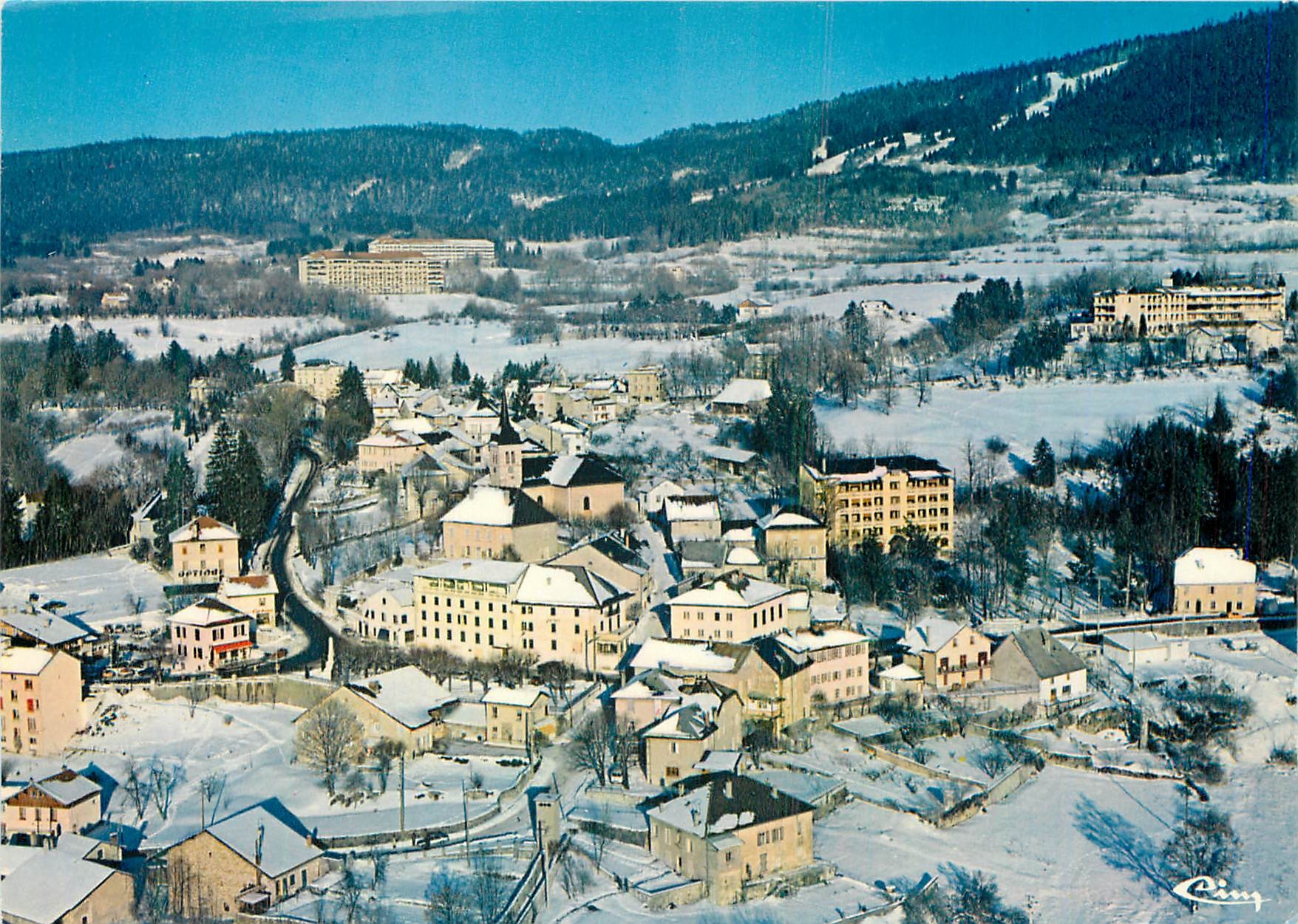 CPM Hauteville Lompnes (Ain) vue generale aerienne d'hiver route de tenay