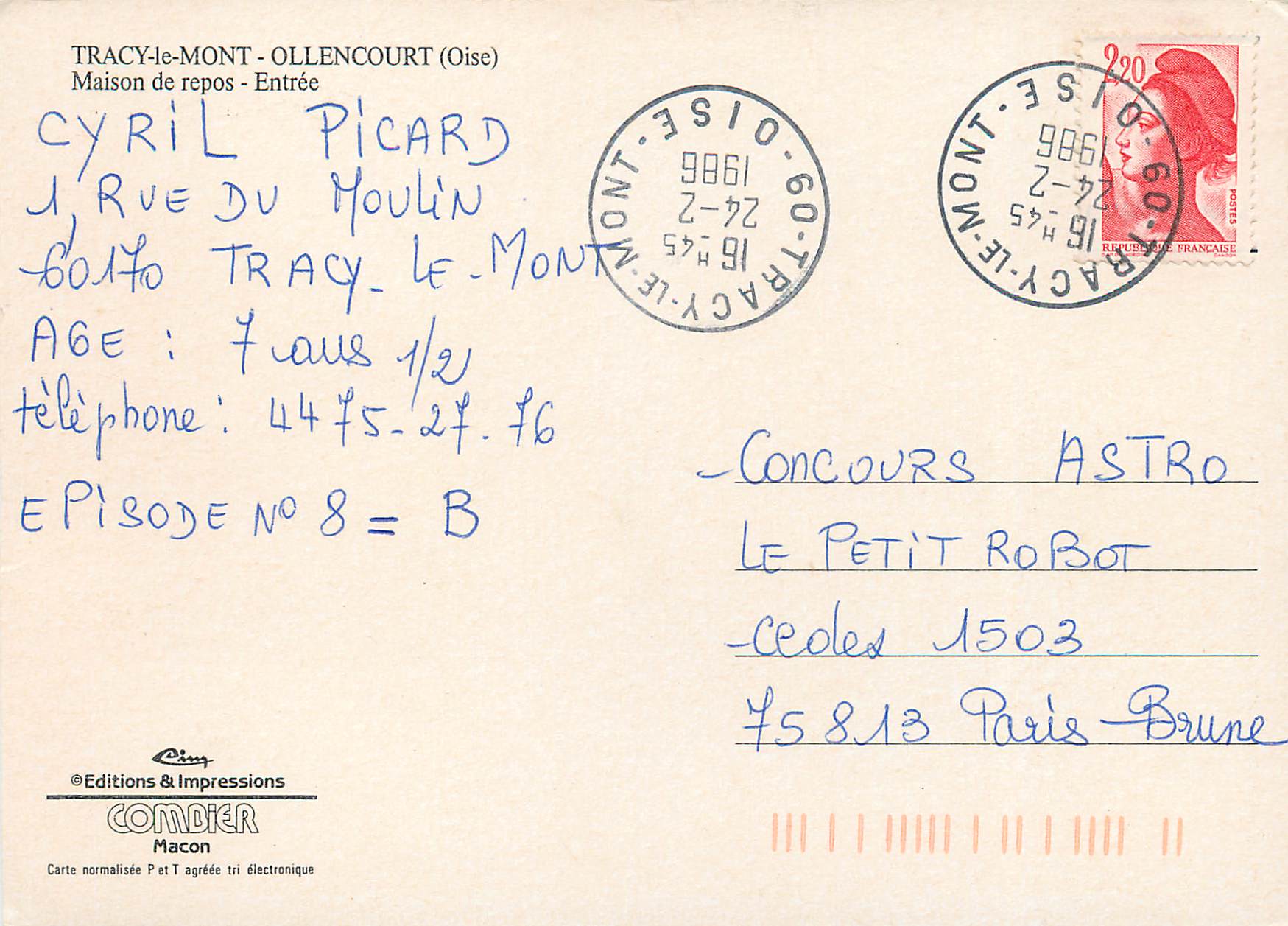 CPM Tracy le Mont Ollencourt (Oise) maison de repos entree — Rückseite