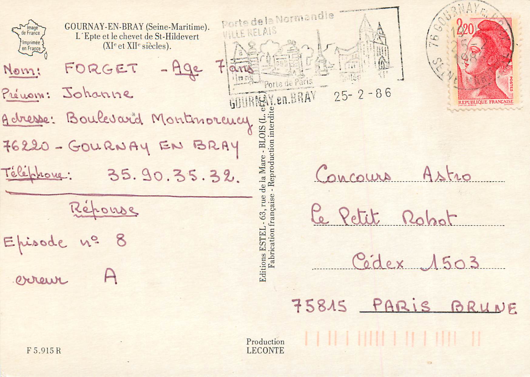 CPM Gournay en Bray (S M) l'epte et le chevet de st hildevert (XIe et XIIe s) — Rückseite