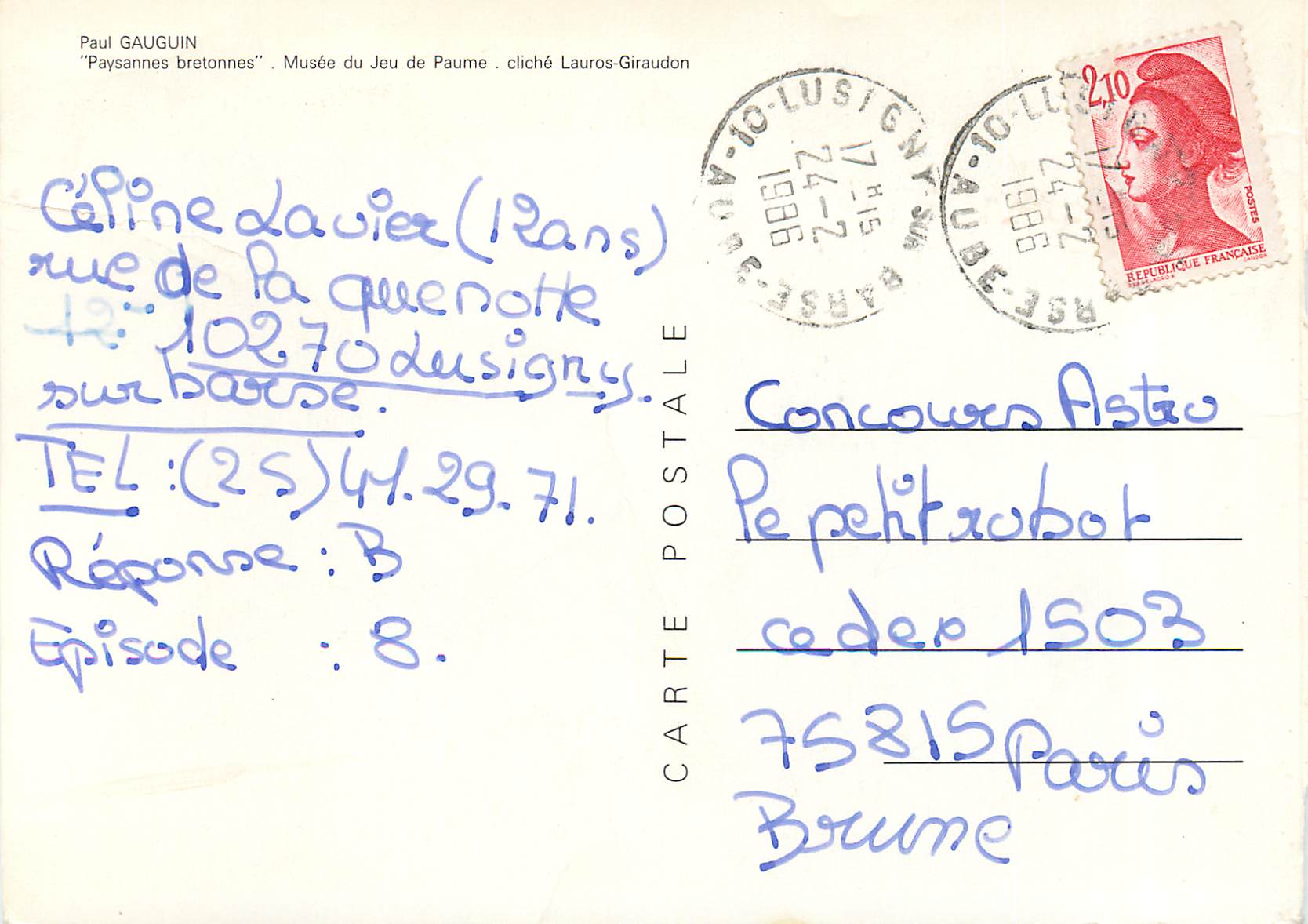 CPM Paul gauguin paysantes bretonnes musee du jeu de paume — Verso