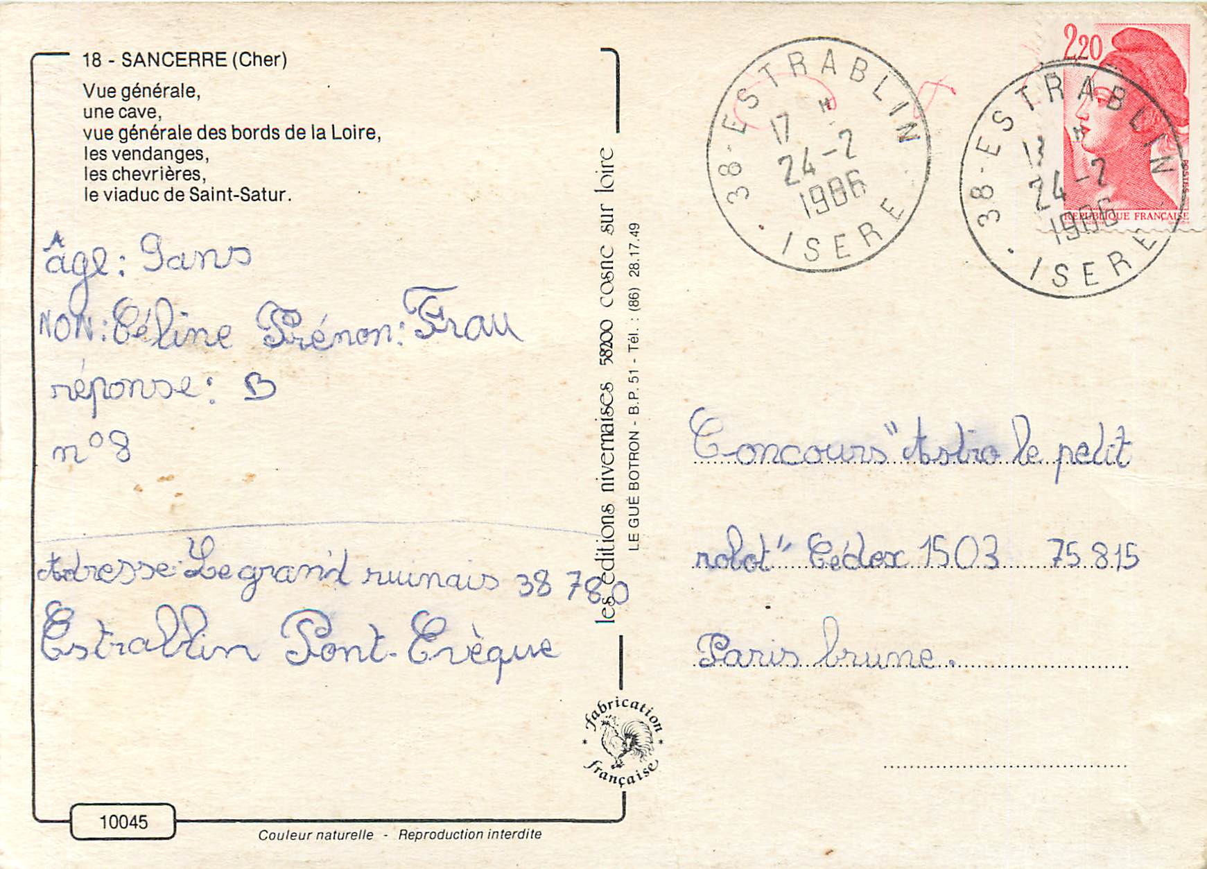 CPM Sancerre (Cher) vue generale une cave vue generale des bords de la loire Chevre — Rückseite