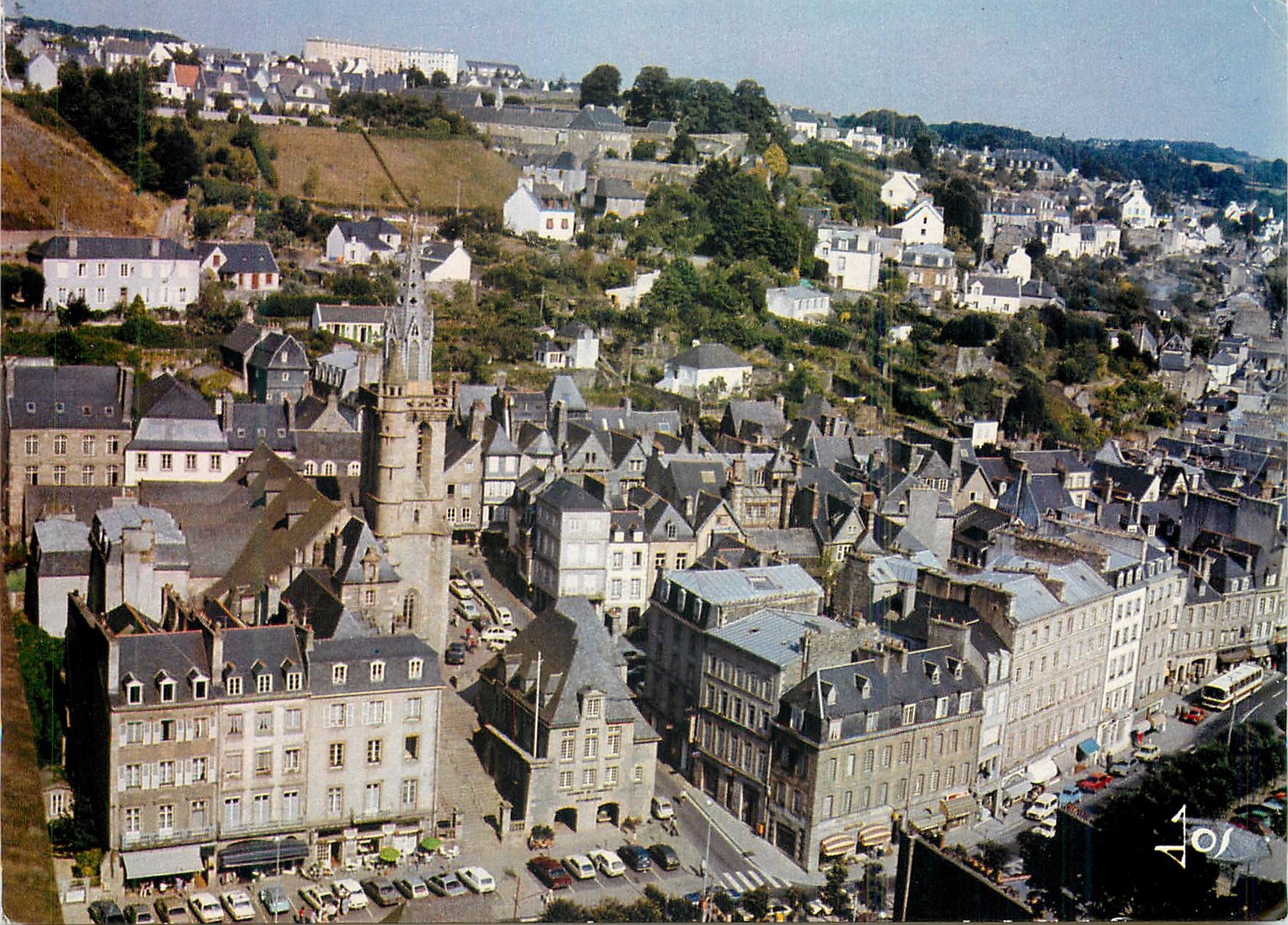CPM Morlaix l'eglise Saint Melaine et le cours des 50 otages