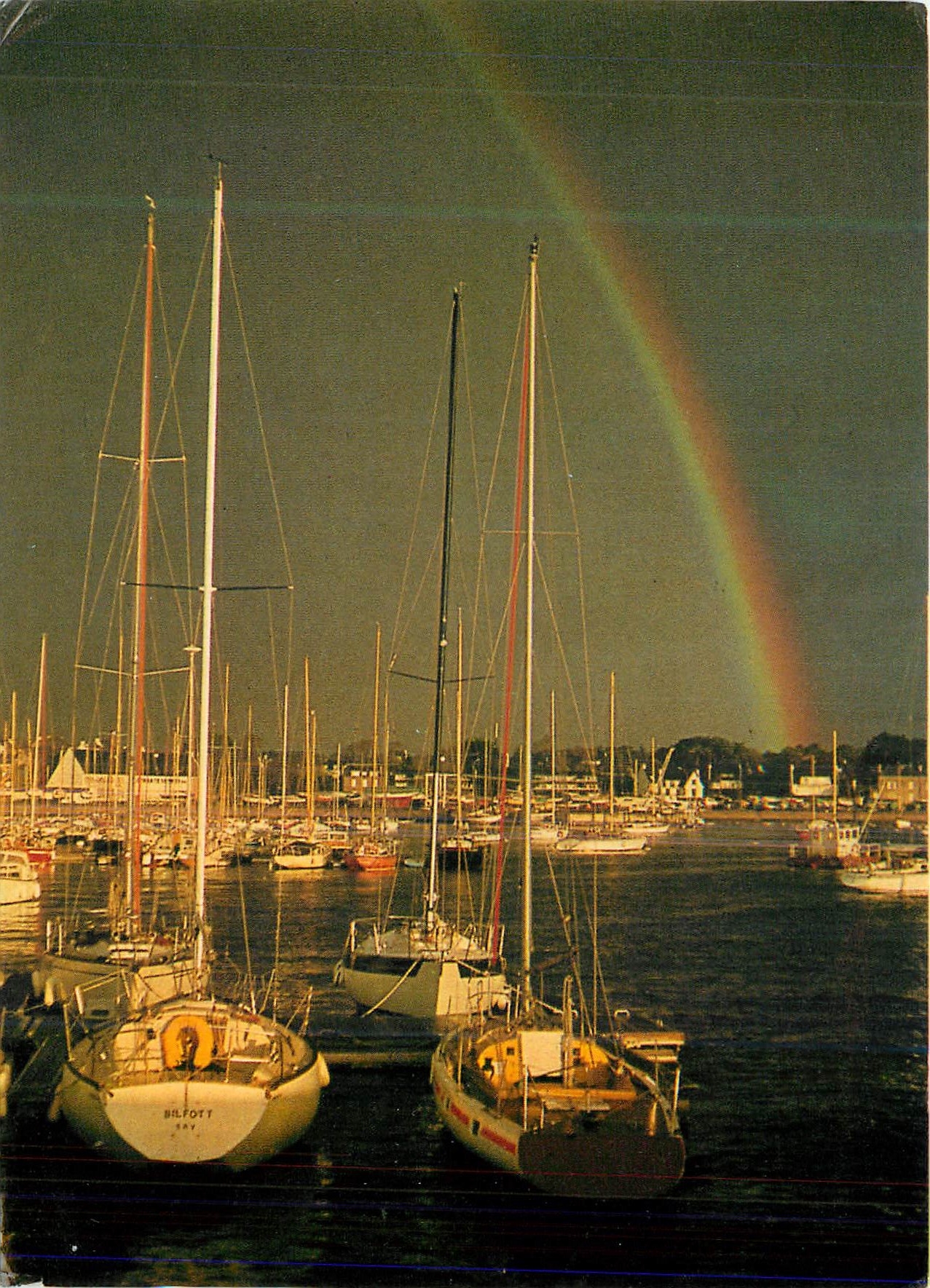 CPM Les beaux voiliers de jean andre Rochelle arc en ciel au lever du jour Bateaux