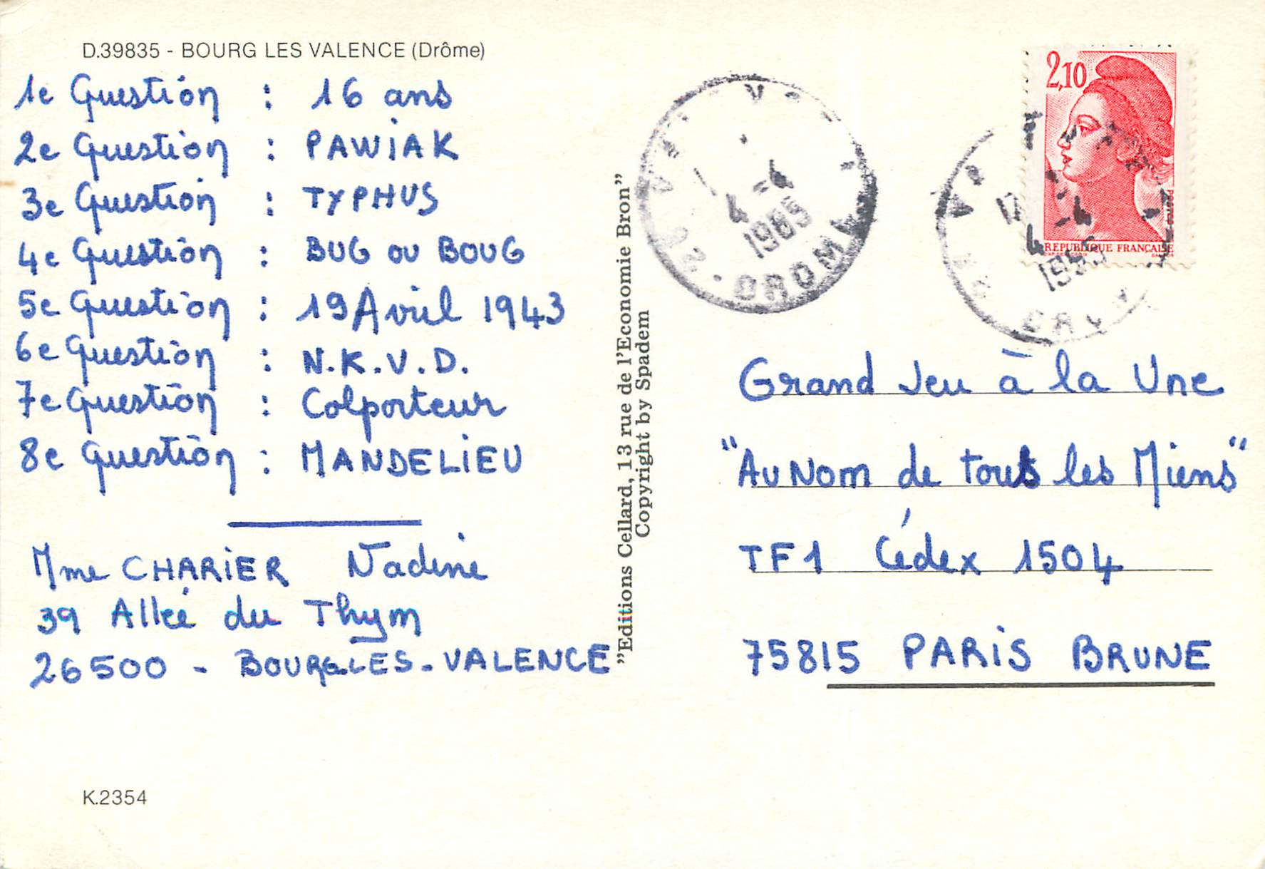 Bourg les Valence — aerial view — Editions Spadem — Back
