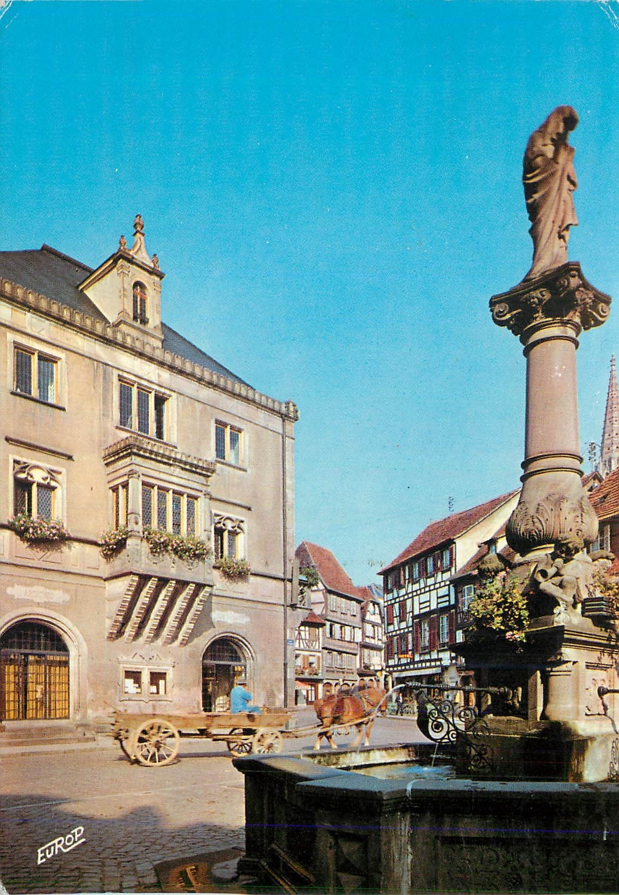 CPM Obernai (Bas-Rhin) La Mairie et la Fontaine Ste-Odile