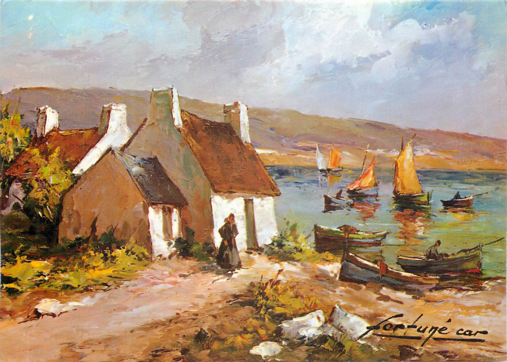 CPM Village de pecheurs Bateaux d epeche