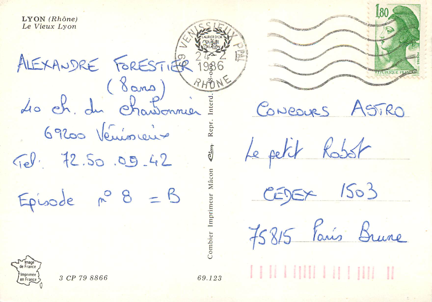 CPM Les vieux Lyon Guignol — Verso