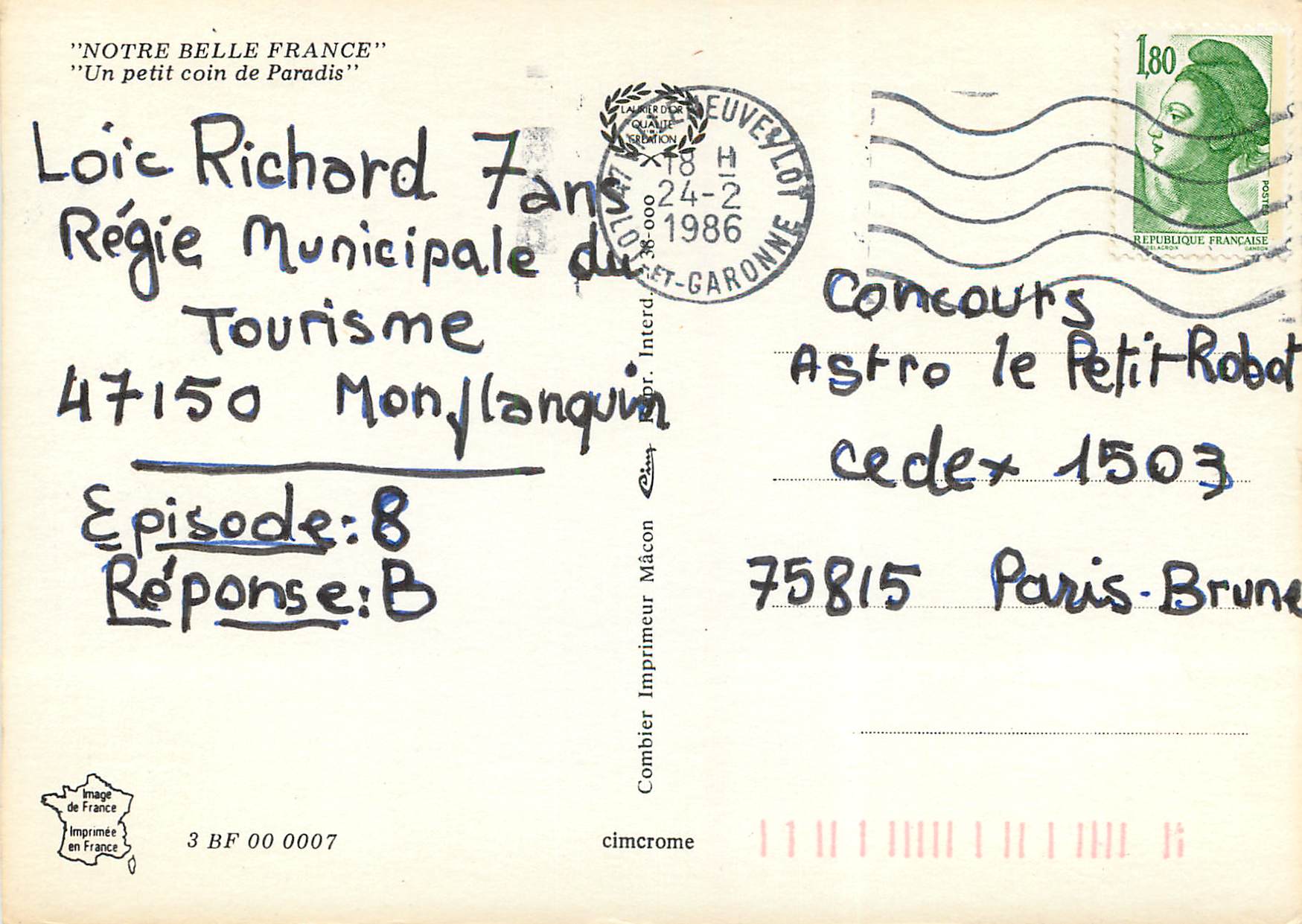CPM France Un petit coin de Paradis — Verso