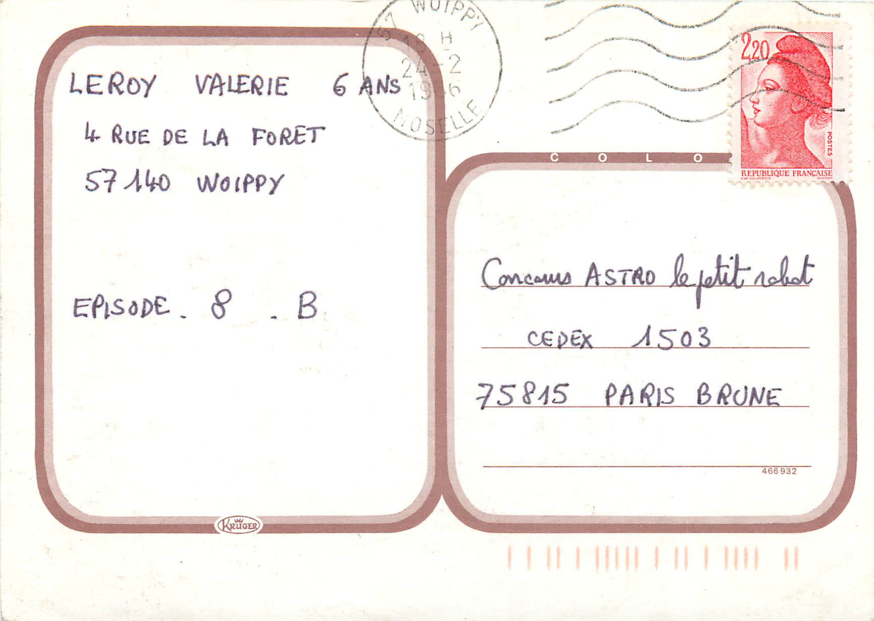 CPM Fleurs Roses — Verso