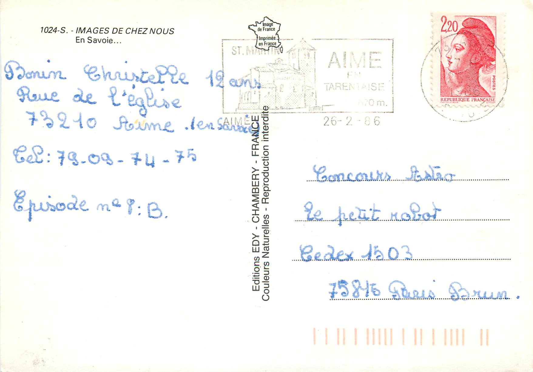 CPM En Savoie Images de Chez nous — Rückseite