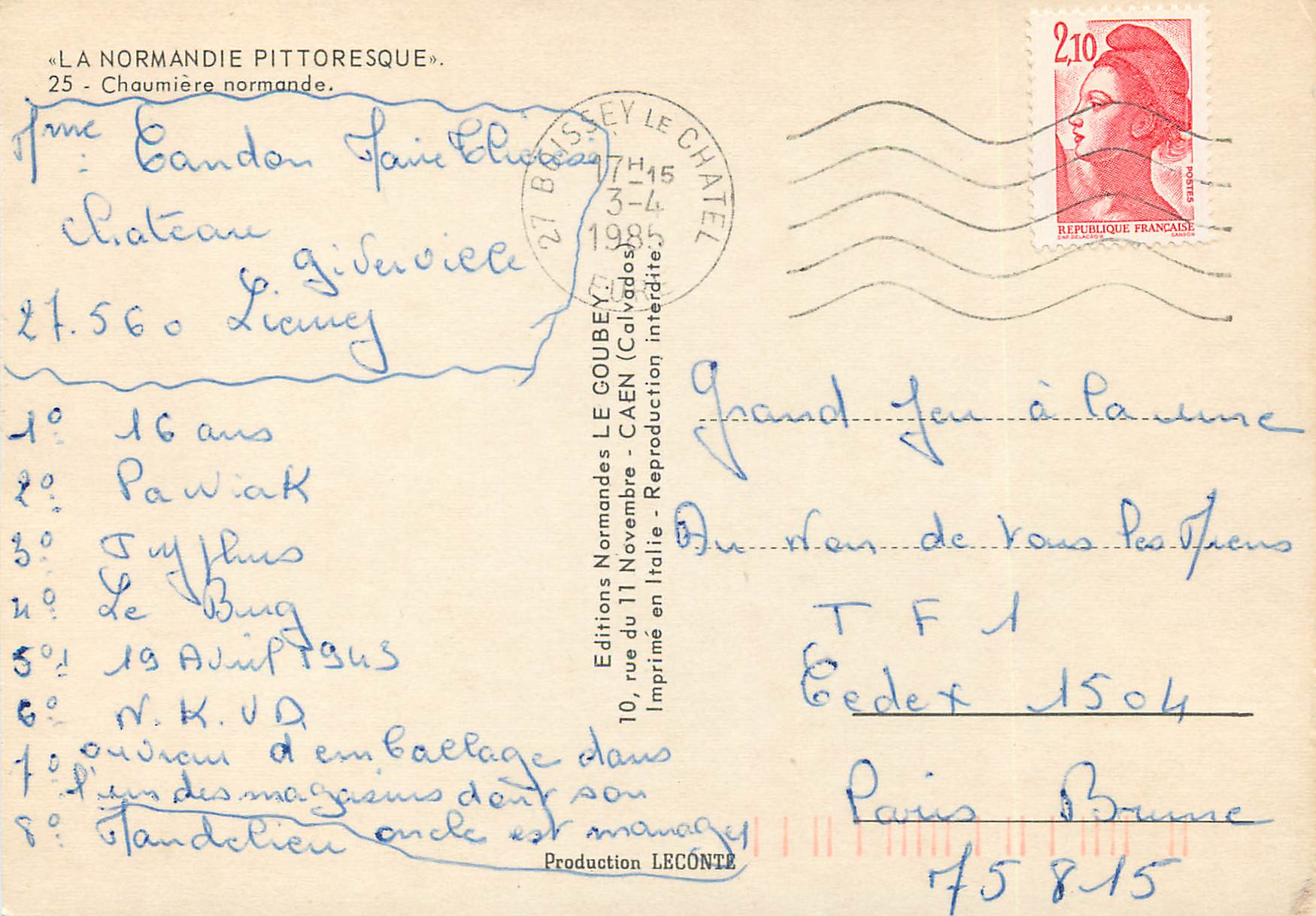CPM La Normandie Pittoresque Chaumiere normande — Rückseite