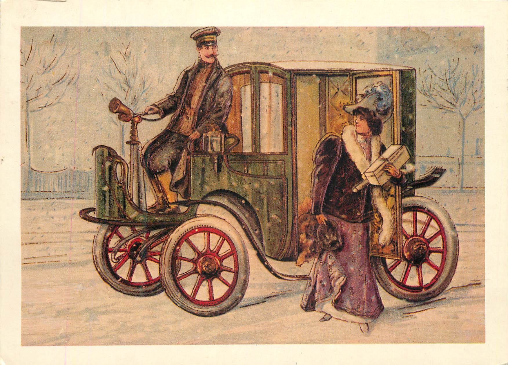 Automobile enneigée — scène hivernale — éditeur Libellia, n°228