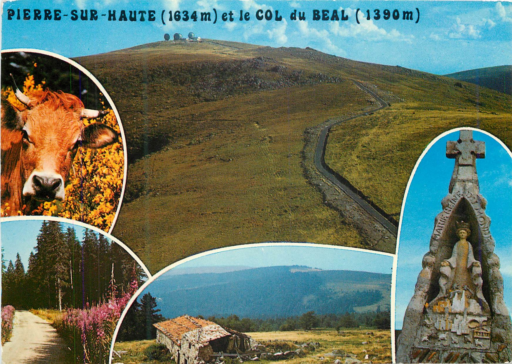 CPM Les Monts du Forez Pierre sur Haute et le Col du beal - Recto