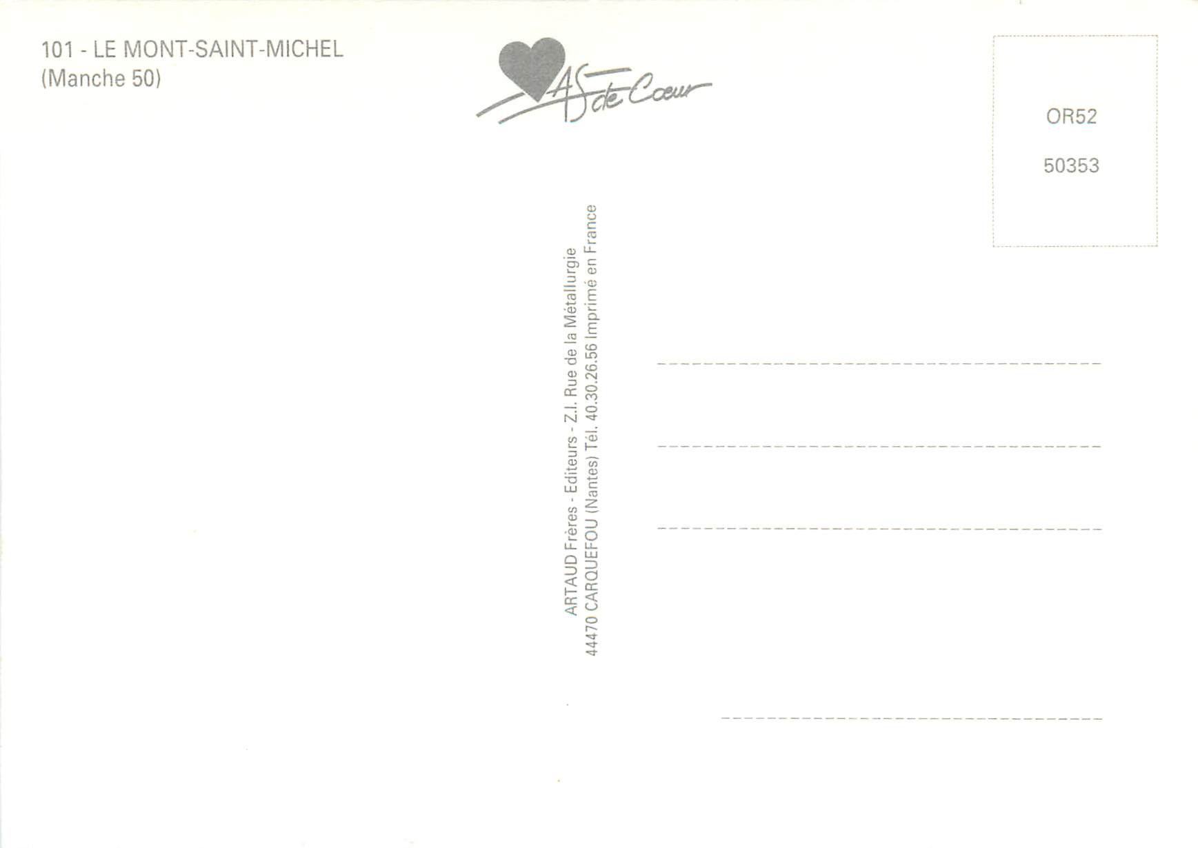 CPM Le Mont Saint-Michel (Manche) — Verso