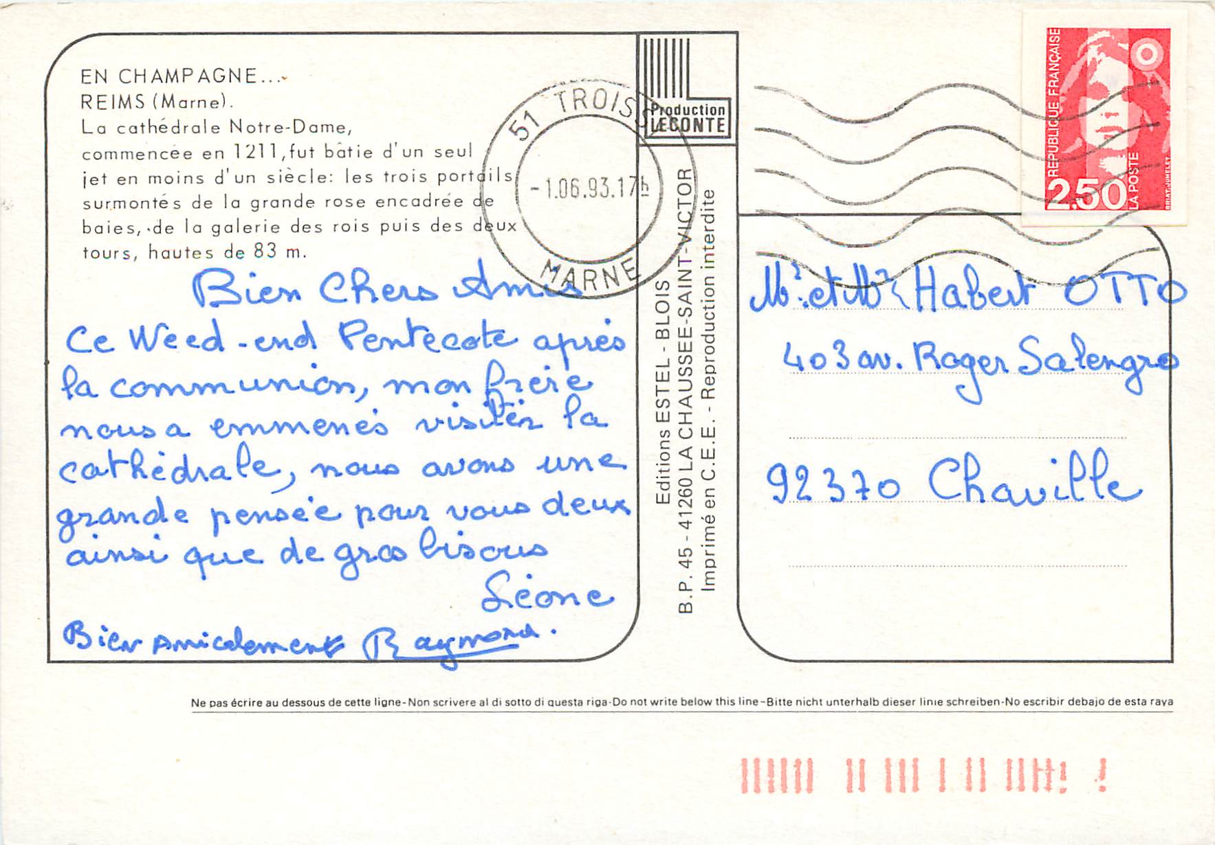 Kathedrale Notre-Dame de Reims — Verlag Estel, n°45 — Rückseite