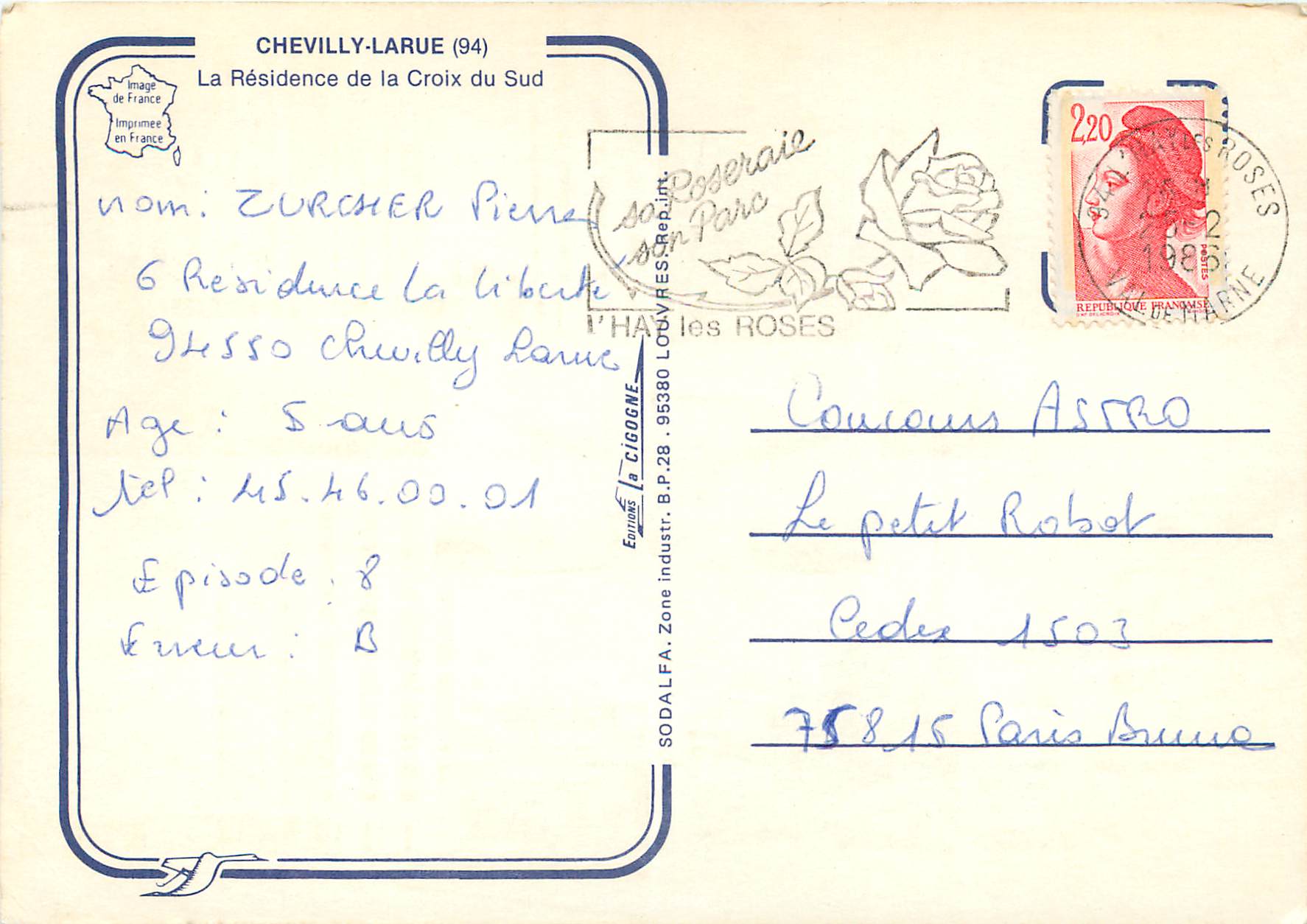 CPM Chevilly Larue La Residence de la Croix du Sud — Rückseite