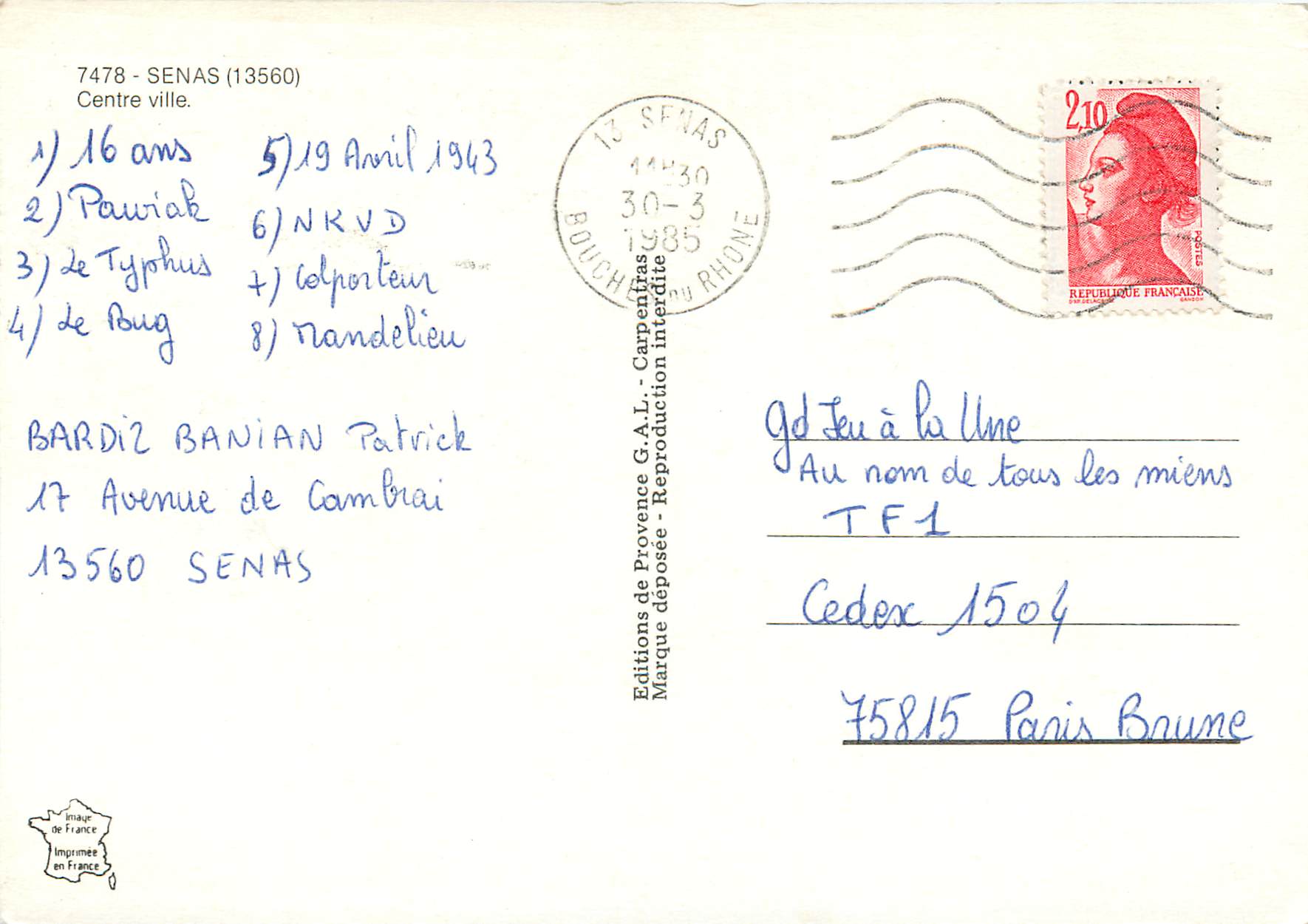 CPM Senas Centre ville — Verso