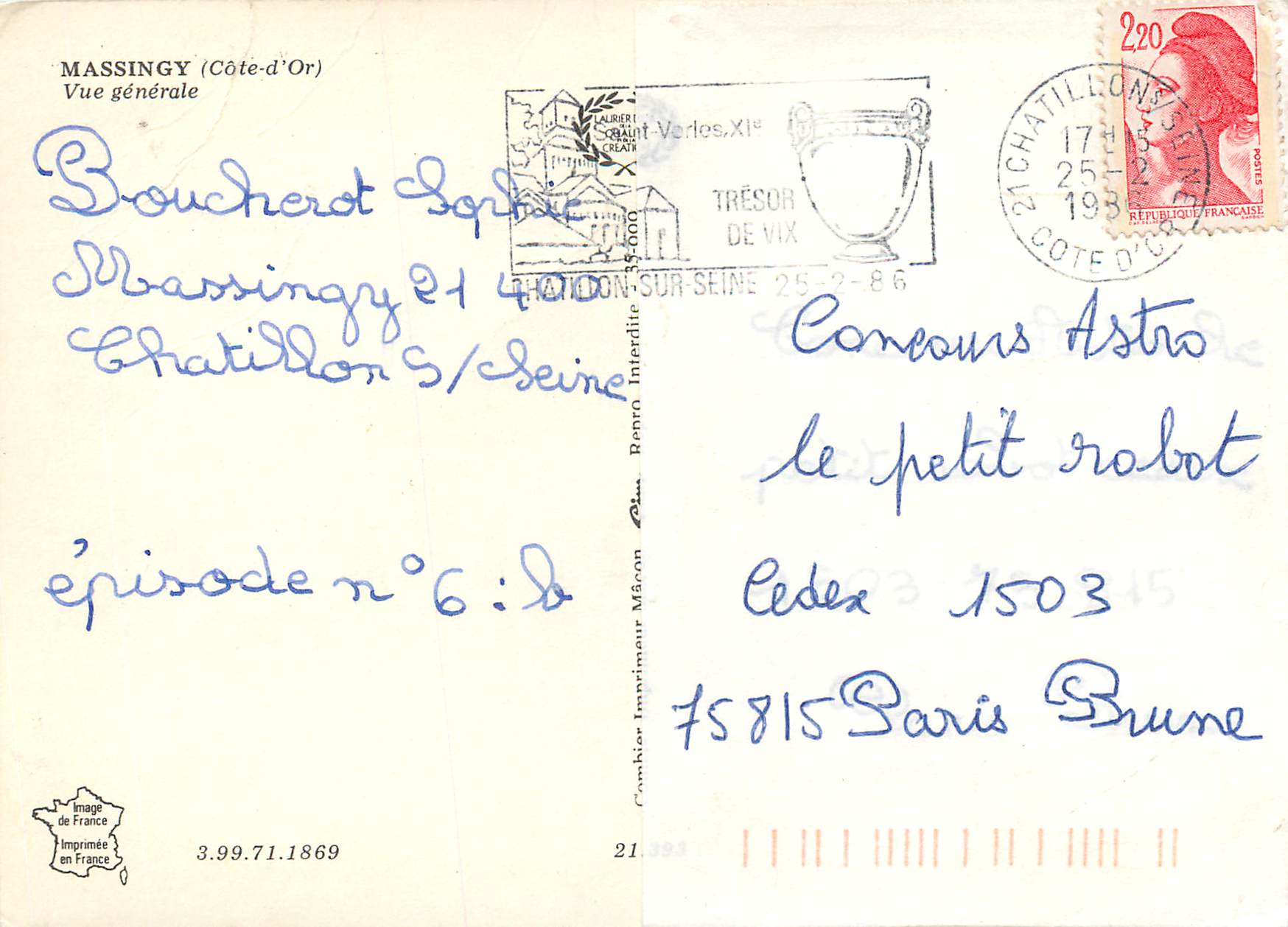 CPM Massingy (Cote d'Or) Vue generale — Verso