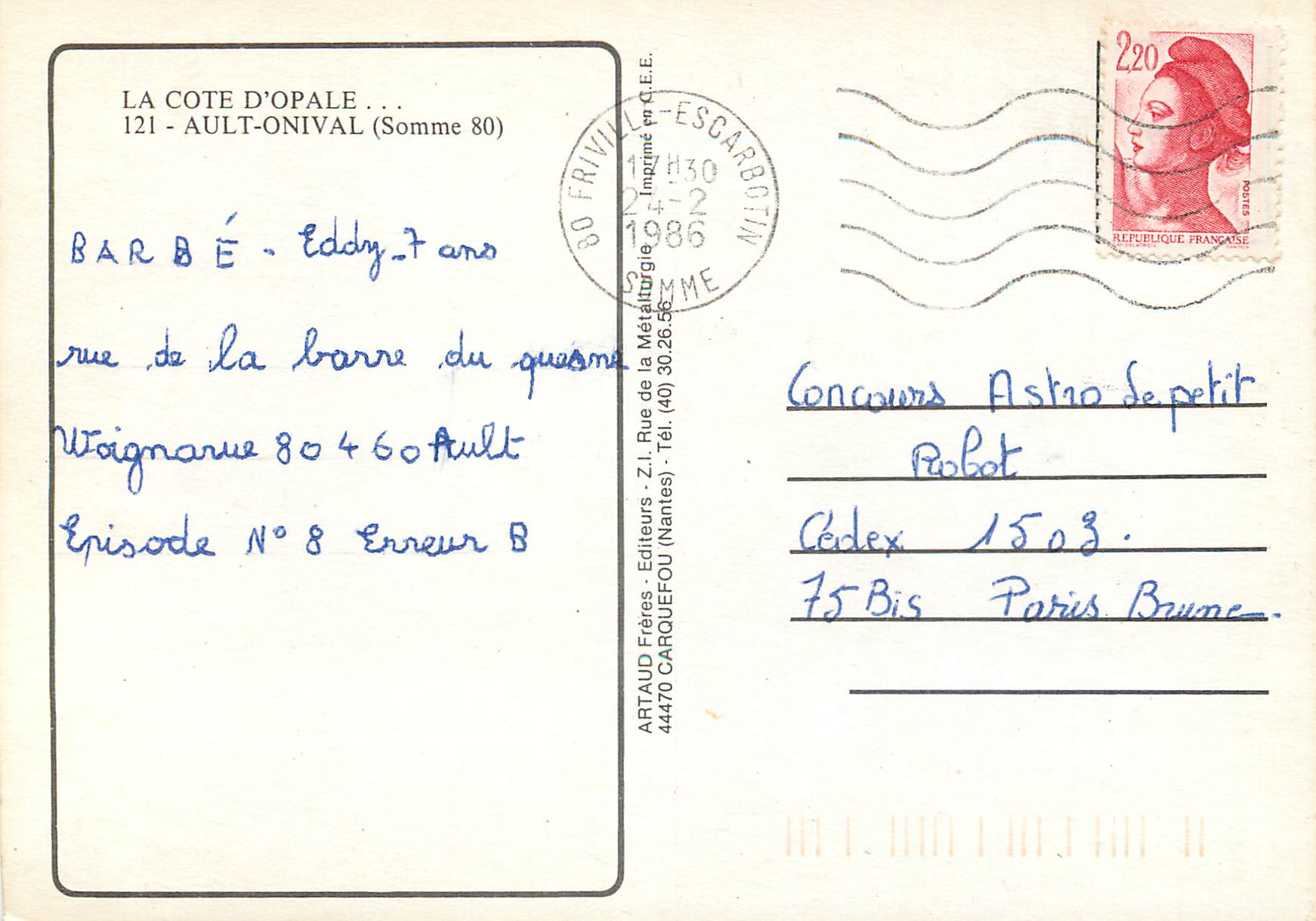 CPM La Cote d'Opale Ault-Onival (Somme) Telephone — Back
