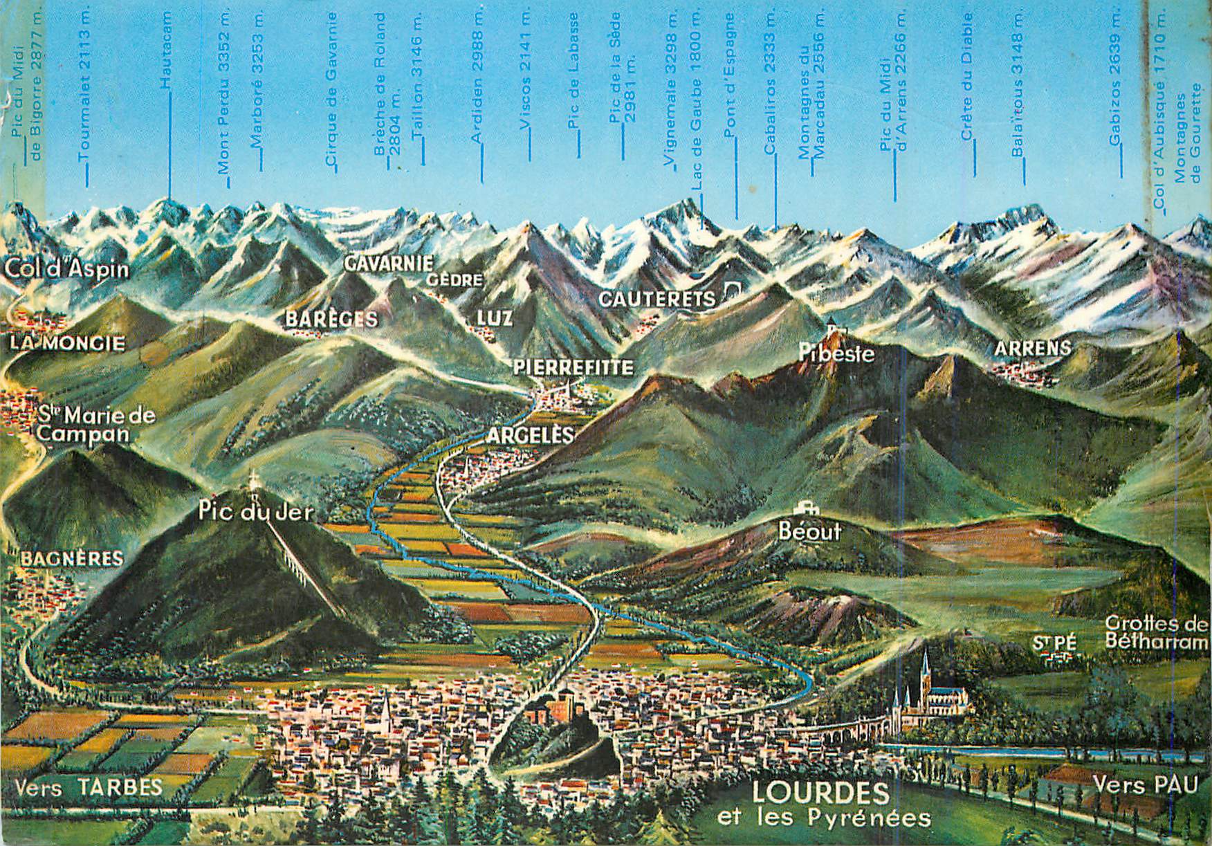 CPM Lourdes et les Pyrenees Gavarnie Bareges Pibestge Arrens