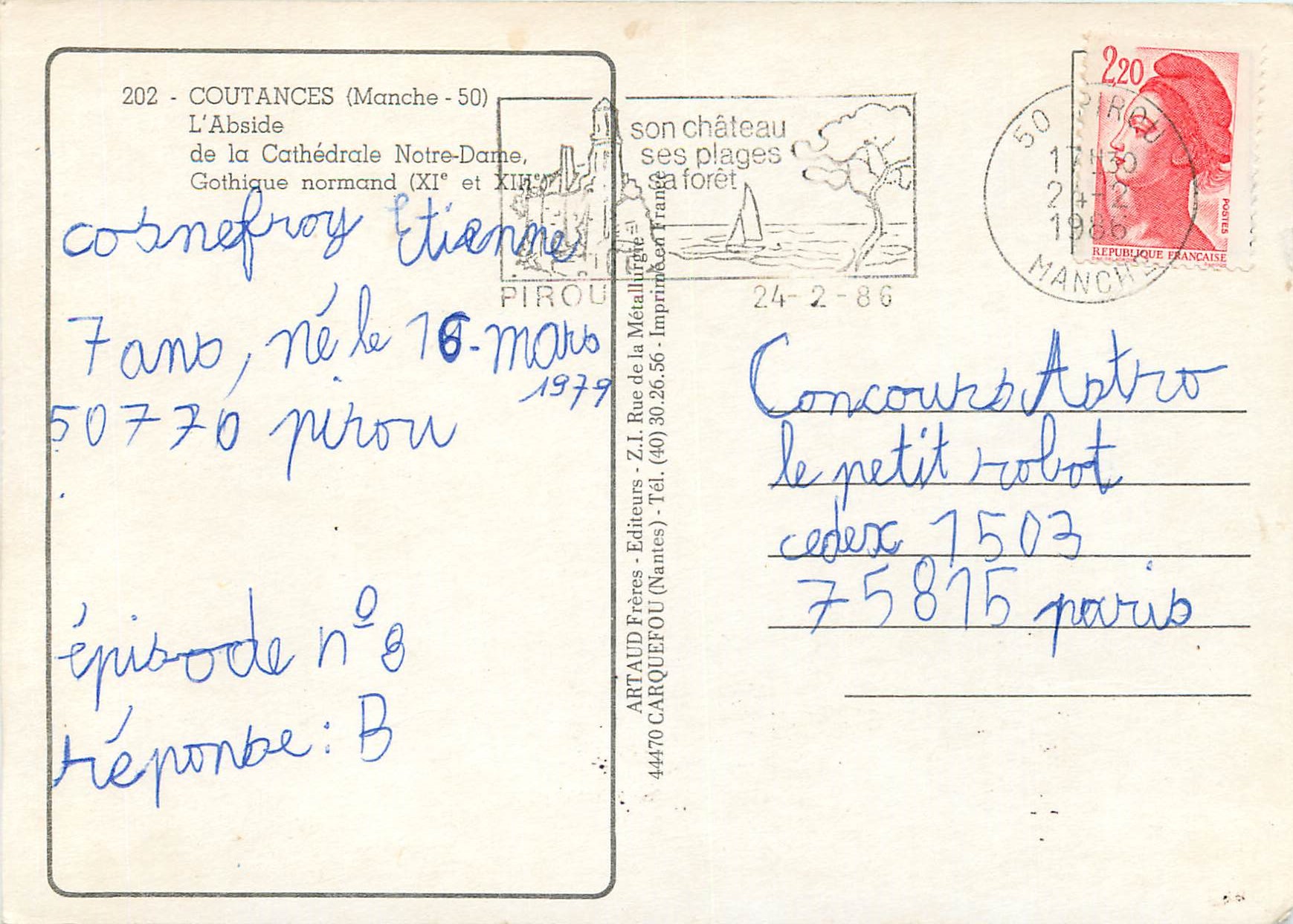 CPM Coutances (Manche) L'Abside de la Cathedrale Notre-Dame — Rückseite