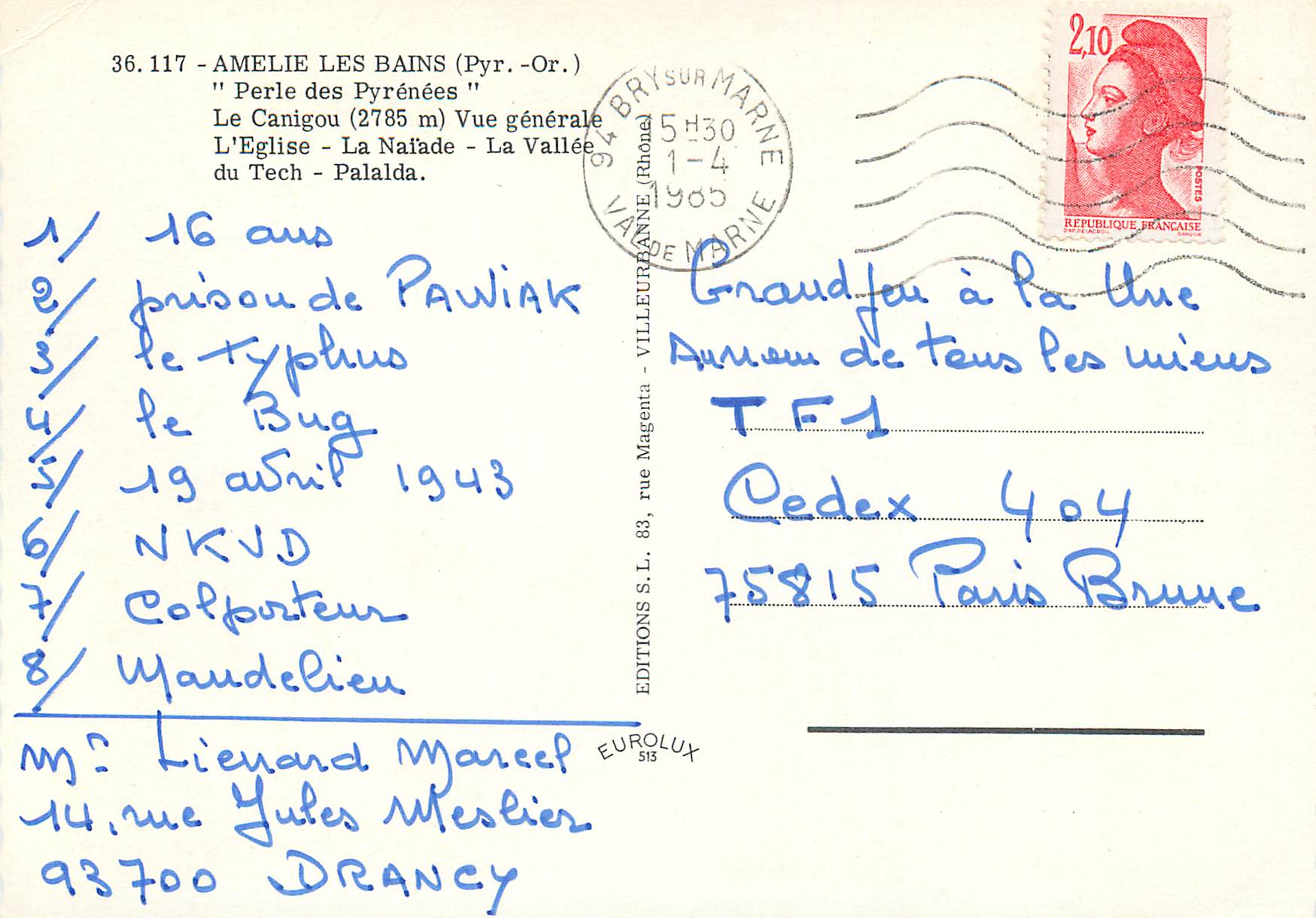 CPM Amelie les Bains (Pyr Or) Vue generale — Verso