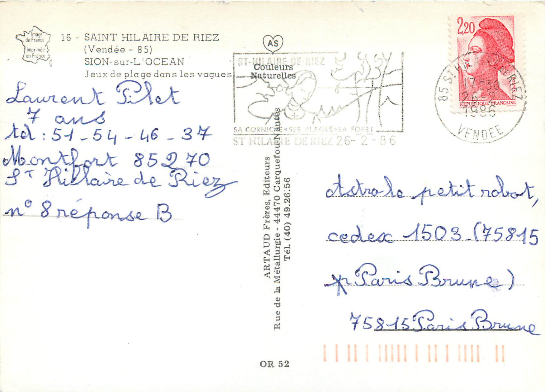 CPM Saint Hilaire de Riez (Vendee) Sion sur l'Ocean Jeux de plage dans les vogues — Back
